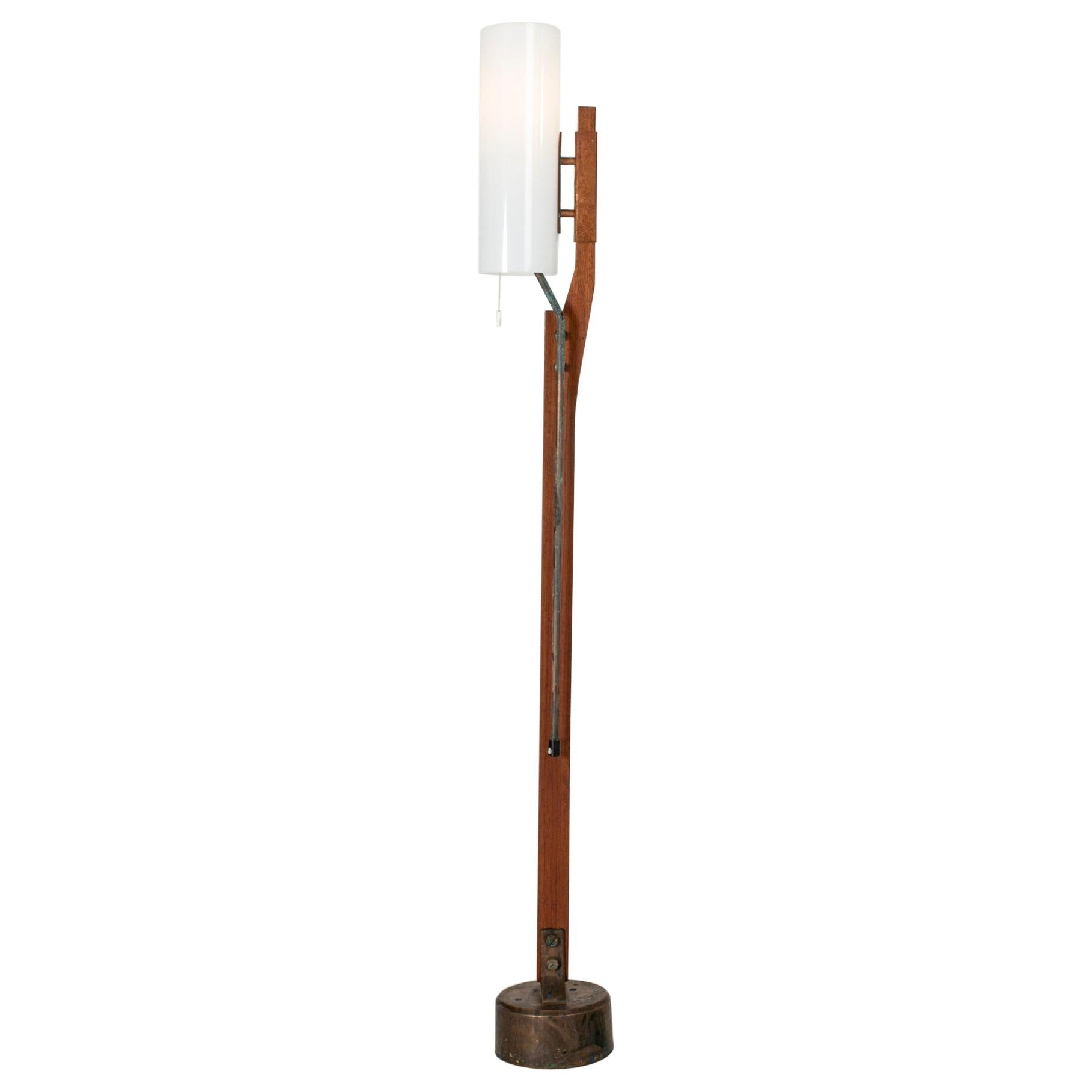 Teak and Copper Floor Lamp from Orrefors