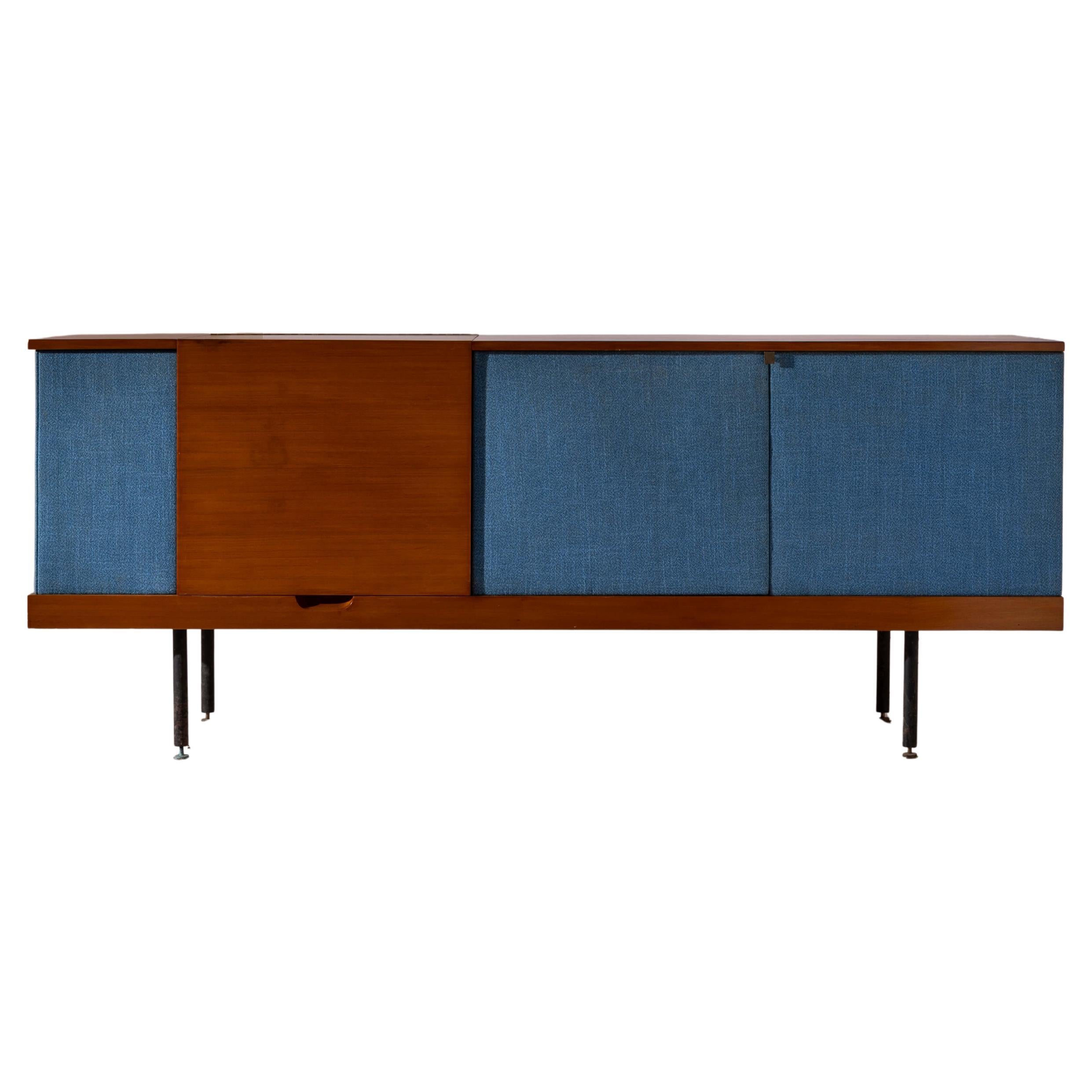 Teak and Fabric Sideboard by Mario Nuti, Lavagna, Italy, 1960s For Sale