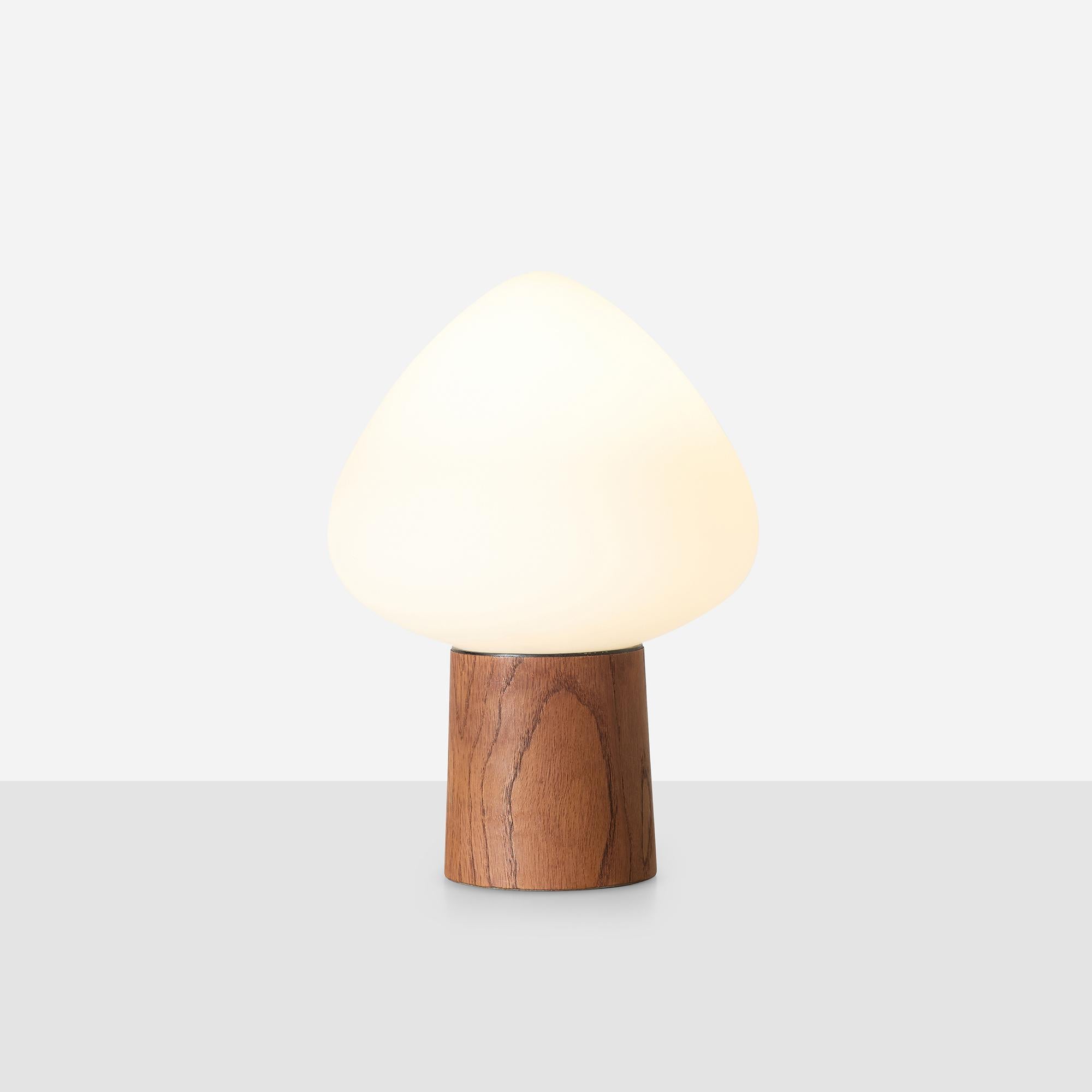 Modern Teak and Frosted Glass Acorn Table Lamp by Laurel Lamp Company For Sale