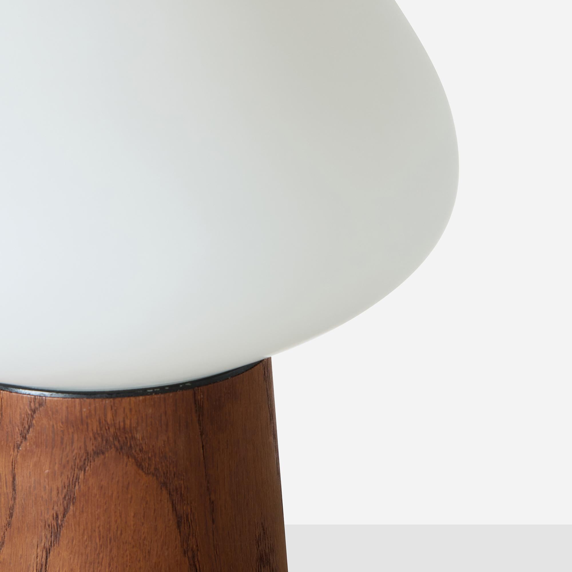 American Teak and Frosted Glass Acorn Table Lamp by Laurel Lamp Company For Sale
