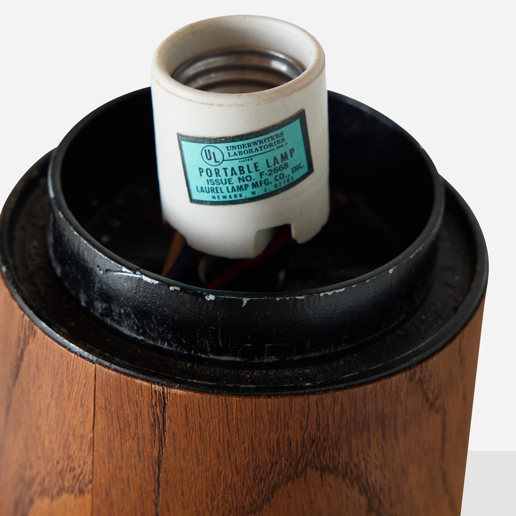 Mid-20th Century Teak and Frosted Glass Acorn Table Lamp by Laurel Lamp Company For Sale