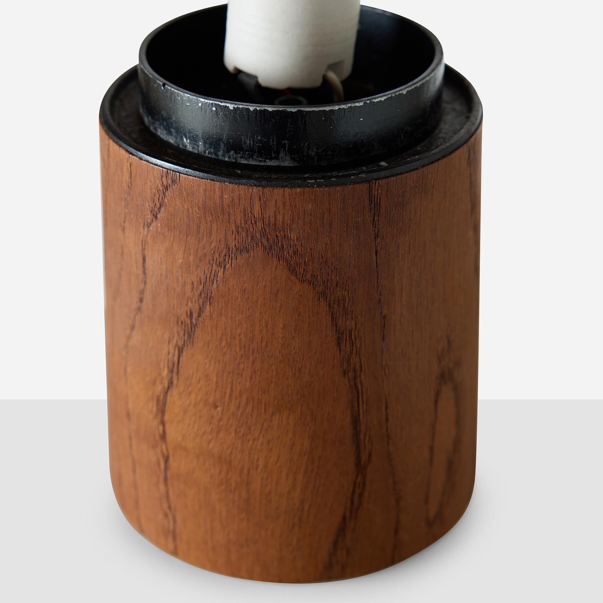 Teak and Frosted Glass Acorn Table Lamp by Laurel Lamp Company For Sale 1