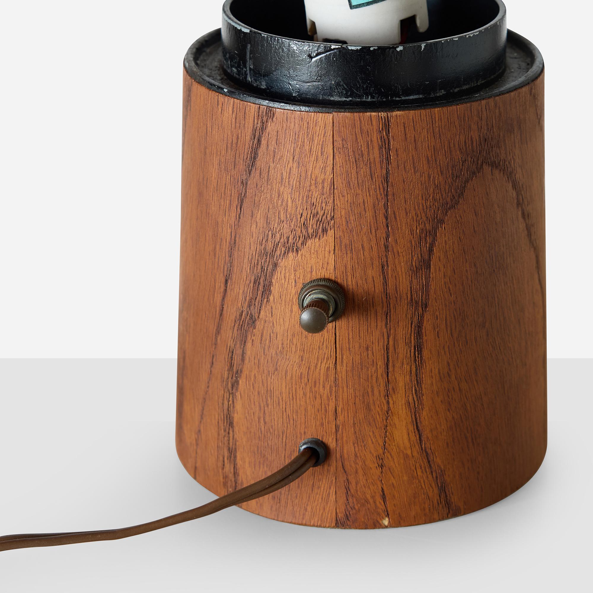 Teak and Frosted Glass Acorn Table Lamp by Laurel Lamp Company For Sale 2
