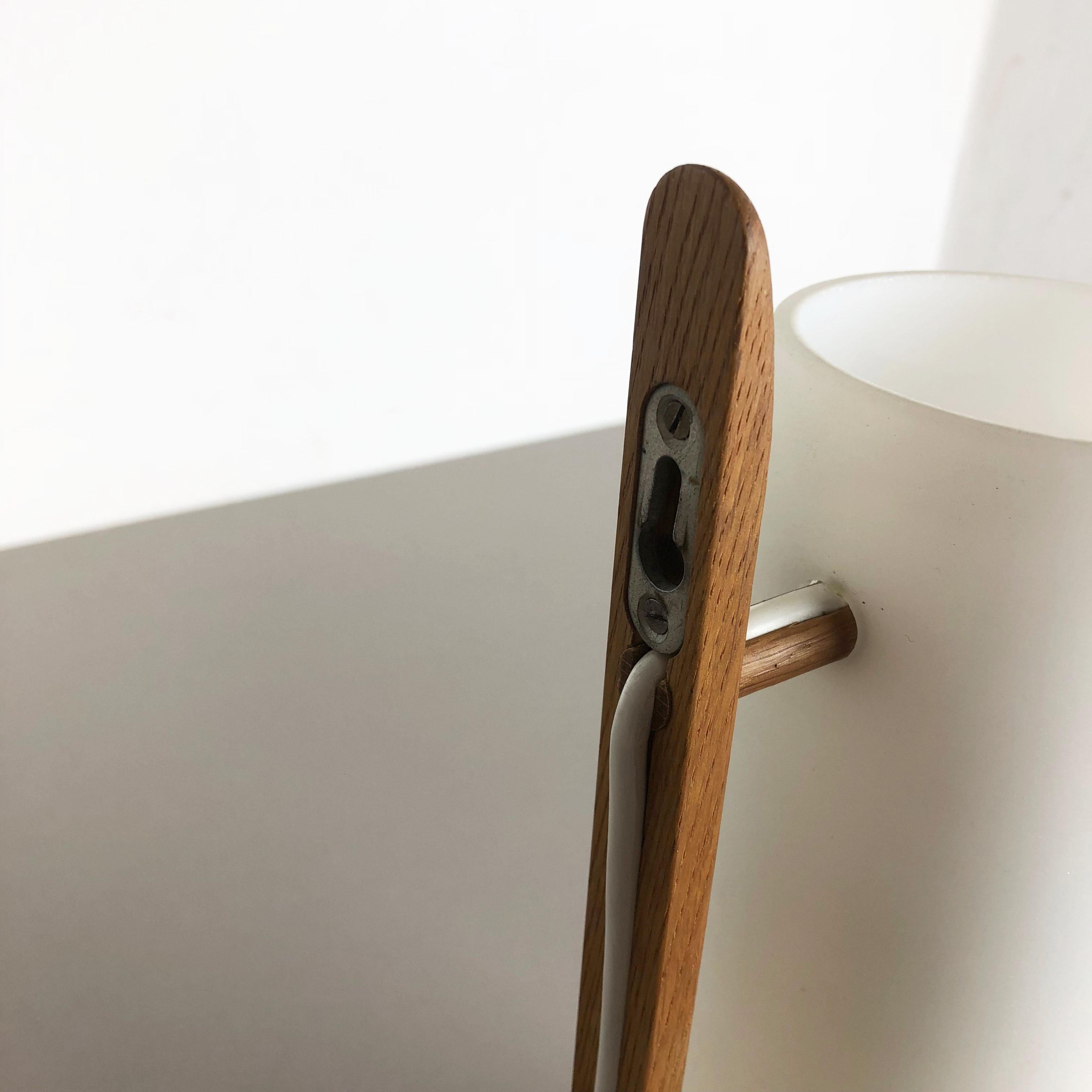 Teak and Glass Wall Sconces Light by Uno & Östen Kristiansson for Luxus, Sweden For Sale 7