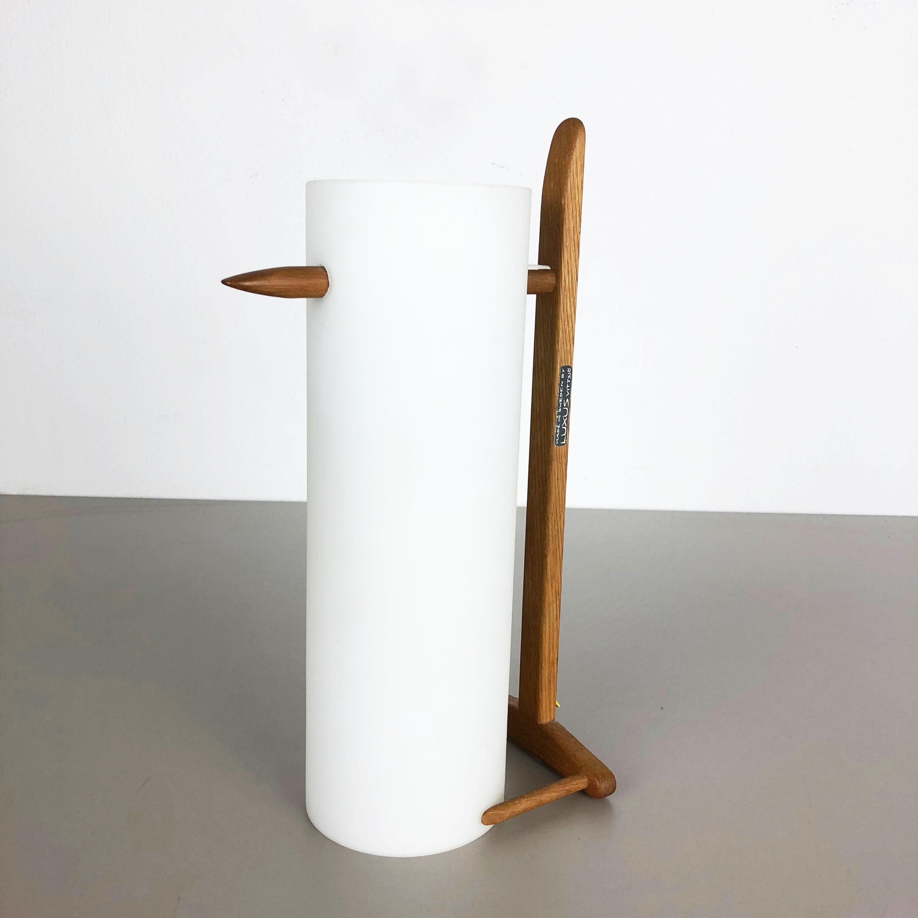 Teak and Glass Wall Sconces Light by Uno & Östen Kristiansson for Luxus, Sweden For Sale 14