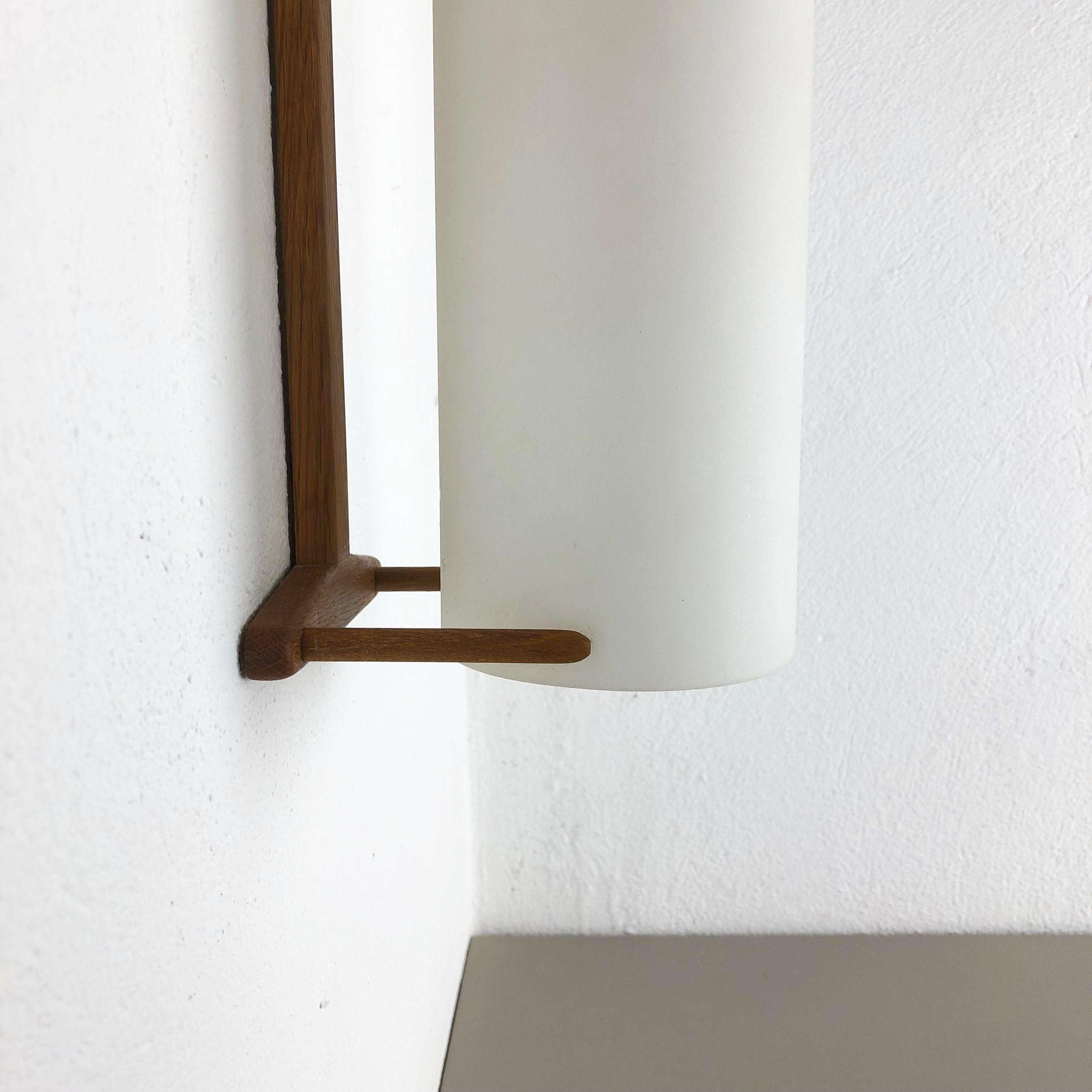 Teak and Glass Wall Sconces Light by Uno & Östen Kristiansson for Luxus, Sweden For Sale 2