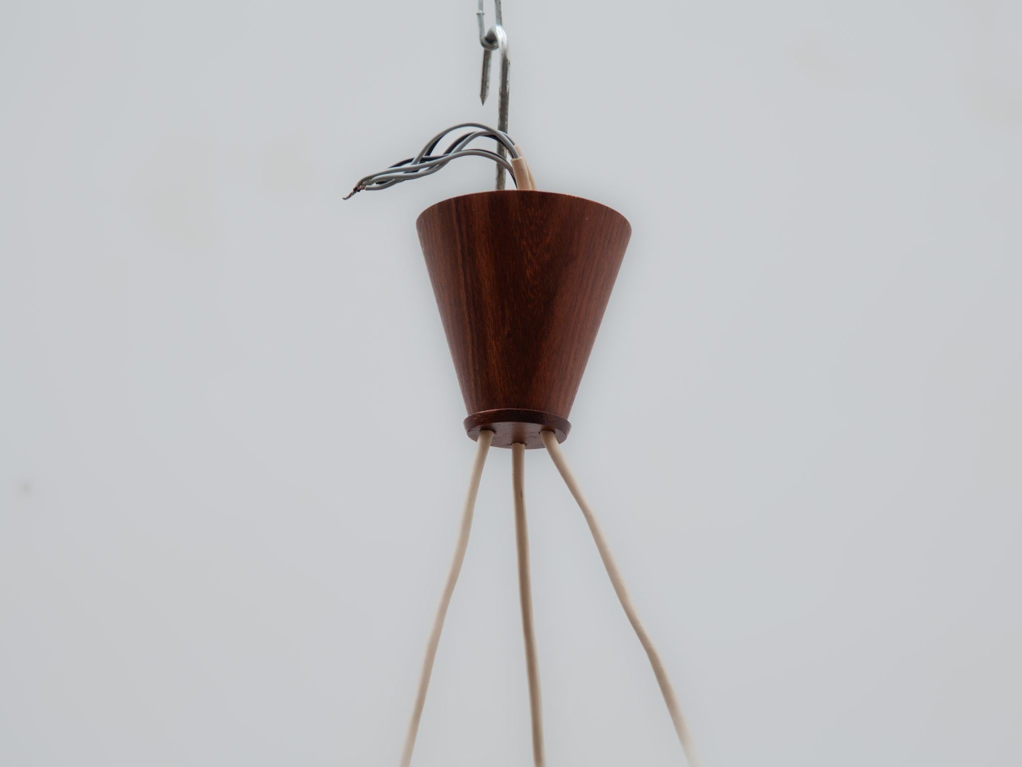 Hand-Crafted Teak and Jute Cord Pendant Cascade Lamp by Temde, Germany, 1960s For Sale