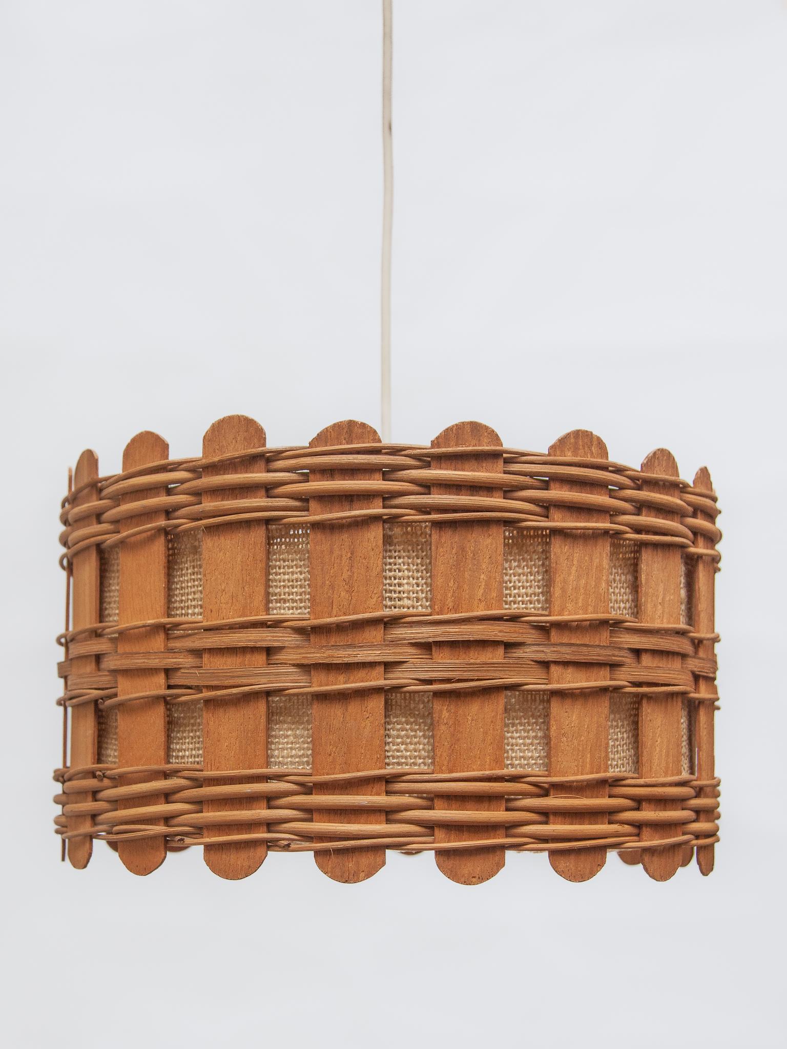 Teak and Jute Pendant Lamp Designed by Massive, Belgium For Sale 4
