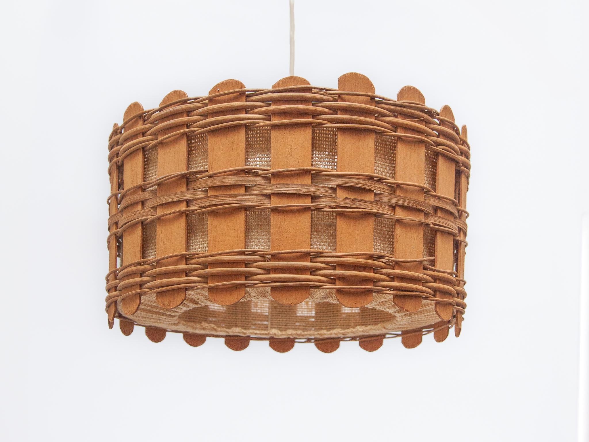 Belgian Teak and Jute Pendant Lamp Designed by Massive, Belgium For Sale