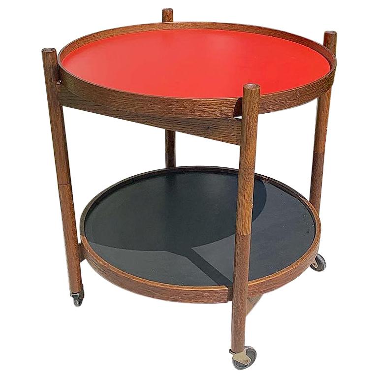 Teak and Laminate Serving Tray Bar Cart Bby Hans Bolling at 1stDibs