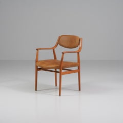 Poltrona in teak e pelle, Danimarca, anni '60