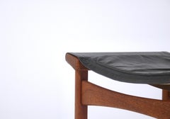 Teak and Leather "China" Stool by Larsen & Bender Madsen, Danish Modern, 1950s