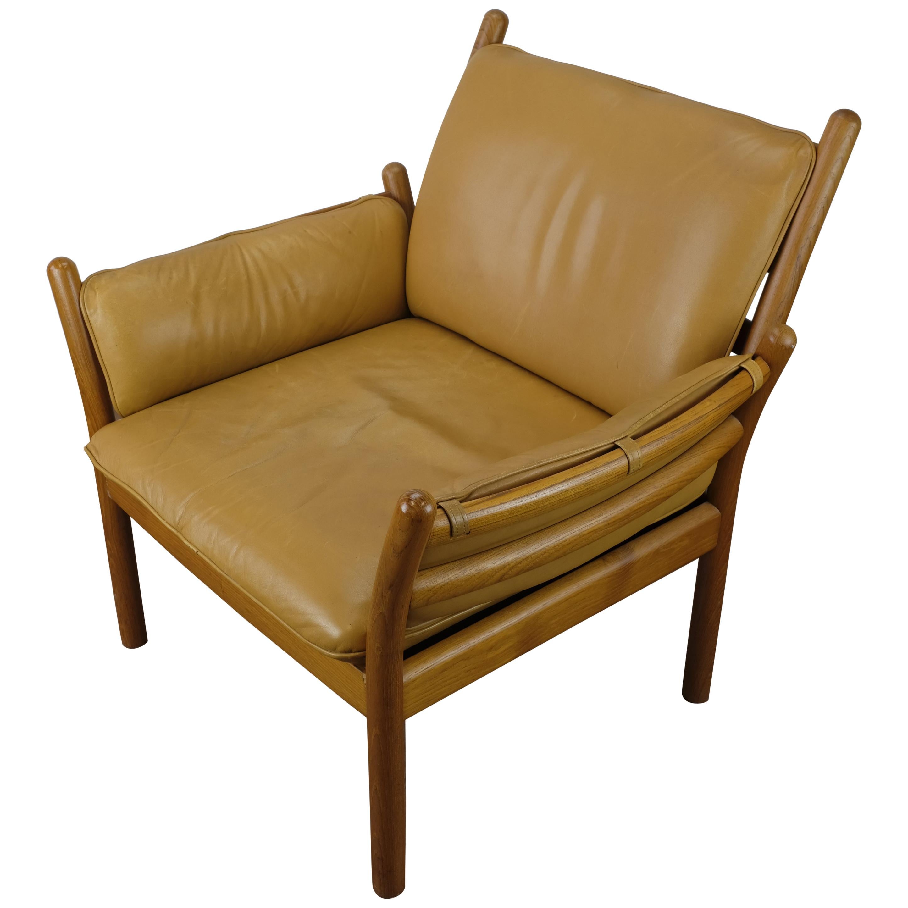 Teak and Leather Genius Armchair by Illum Wikkelsø