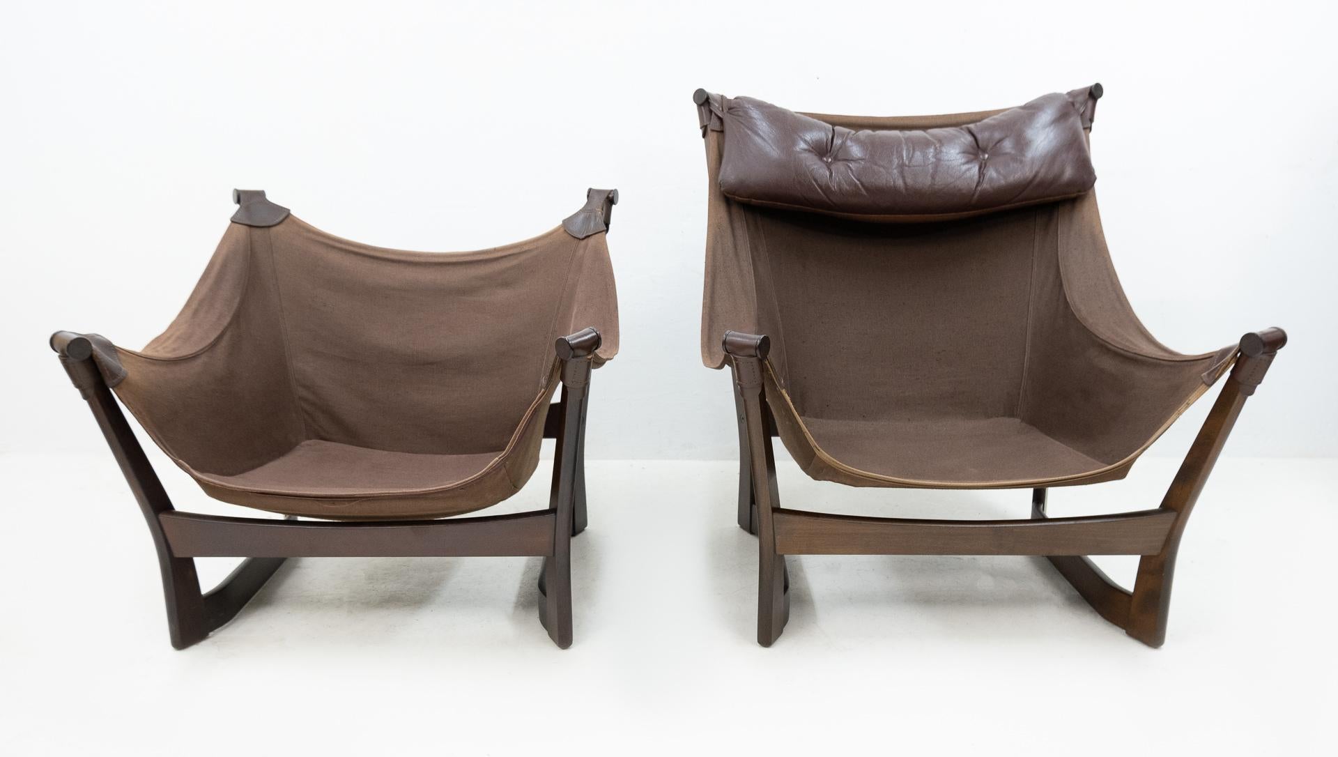 Teak and Leather Pair of 'Trega' Chairs by Tormod Alnaes for Sørliemøbler 4