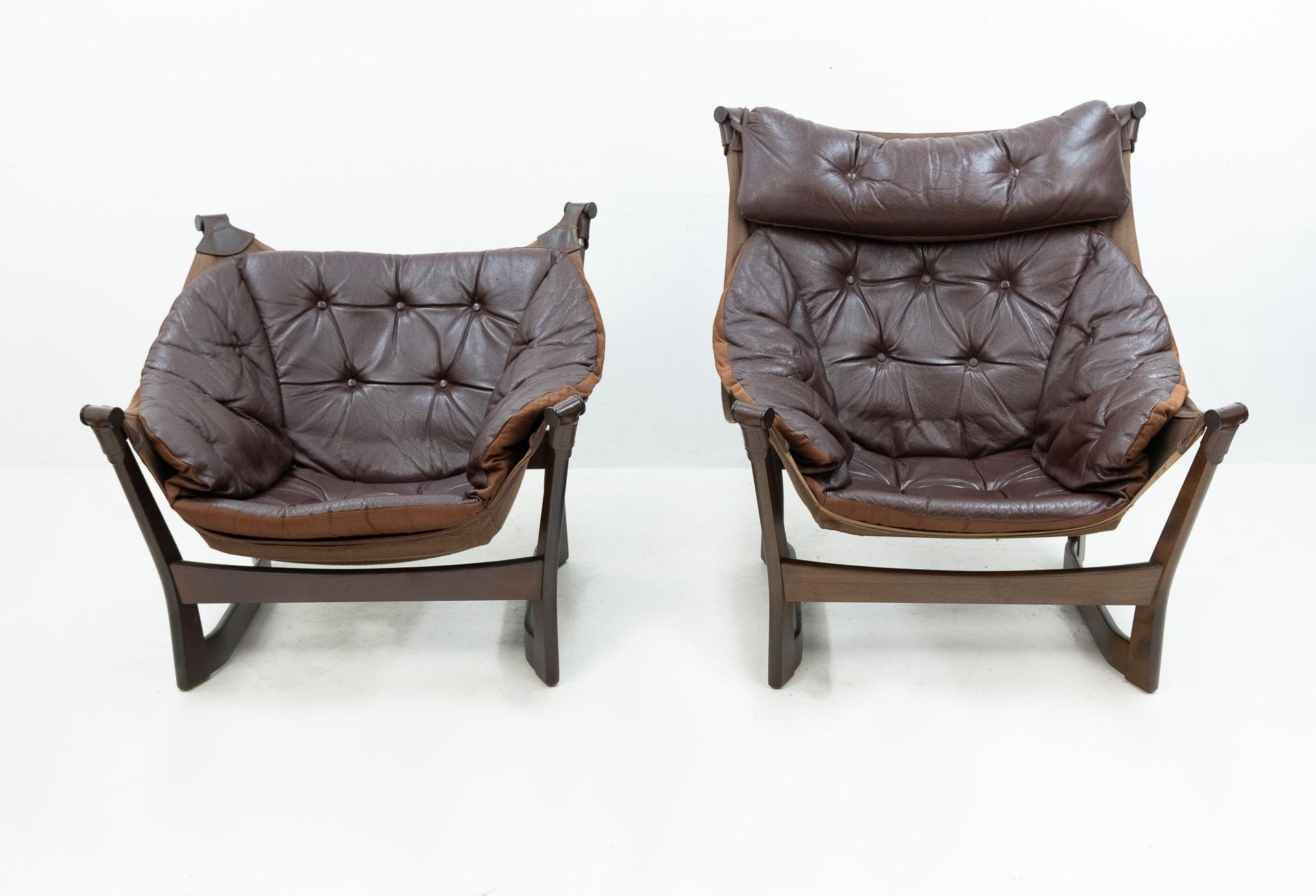 Teak and Leather Pair of 'Trega' Chairs by Tormod Alnaes for Sørliemøbler 1