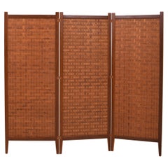 Teak and Leather Room Divider Spåna from Alberts Tibro, 1950s