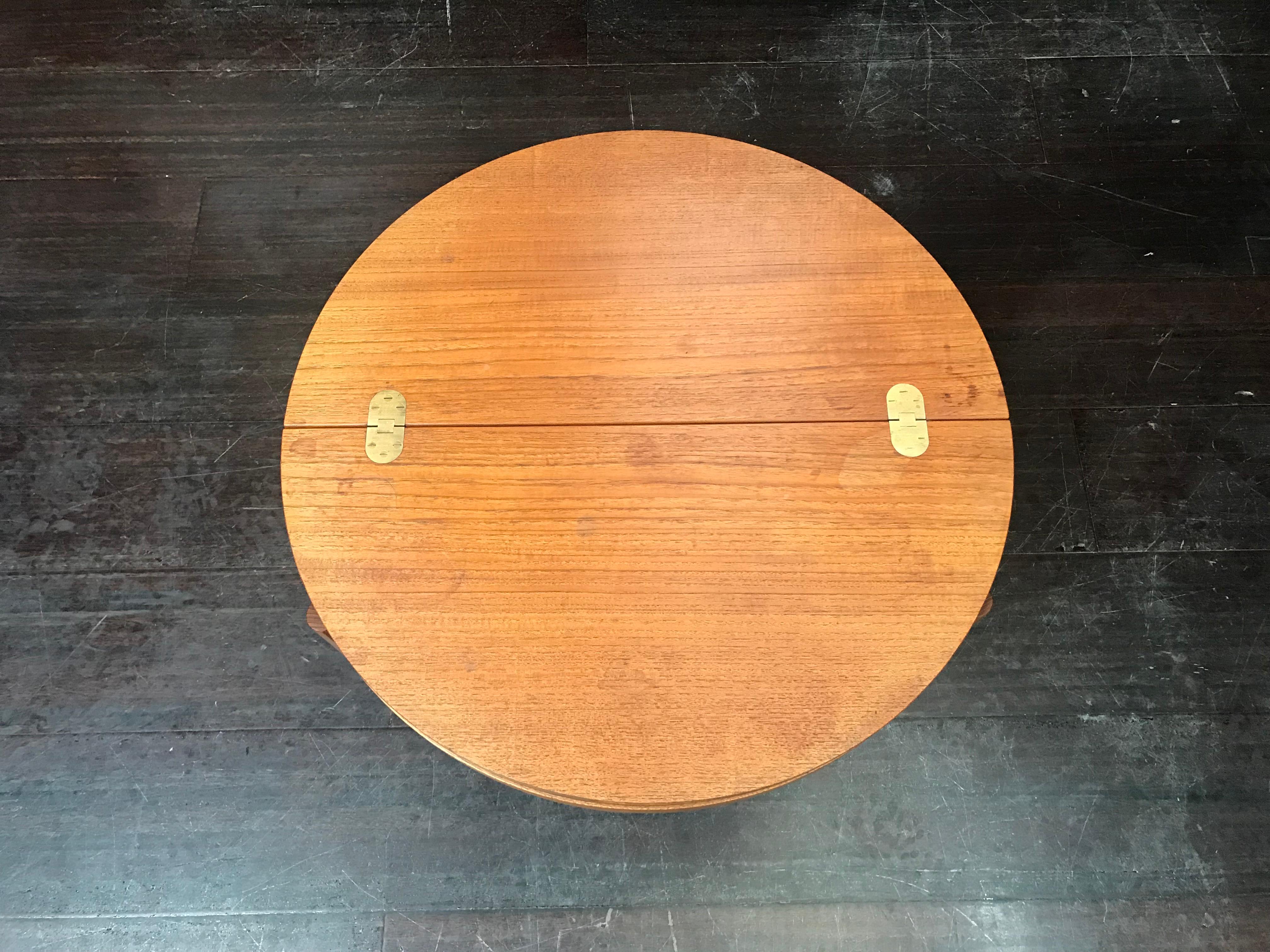 Norwegian Teak and Leather Sewing Table, Rolf Rastad and Adolf Relling for Rasmus Solberg For Sale