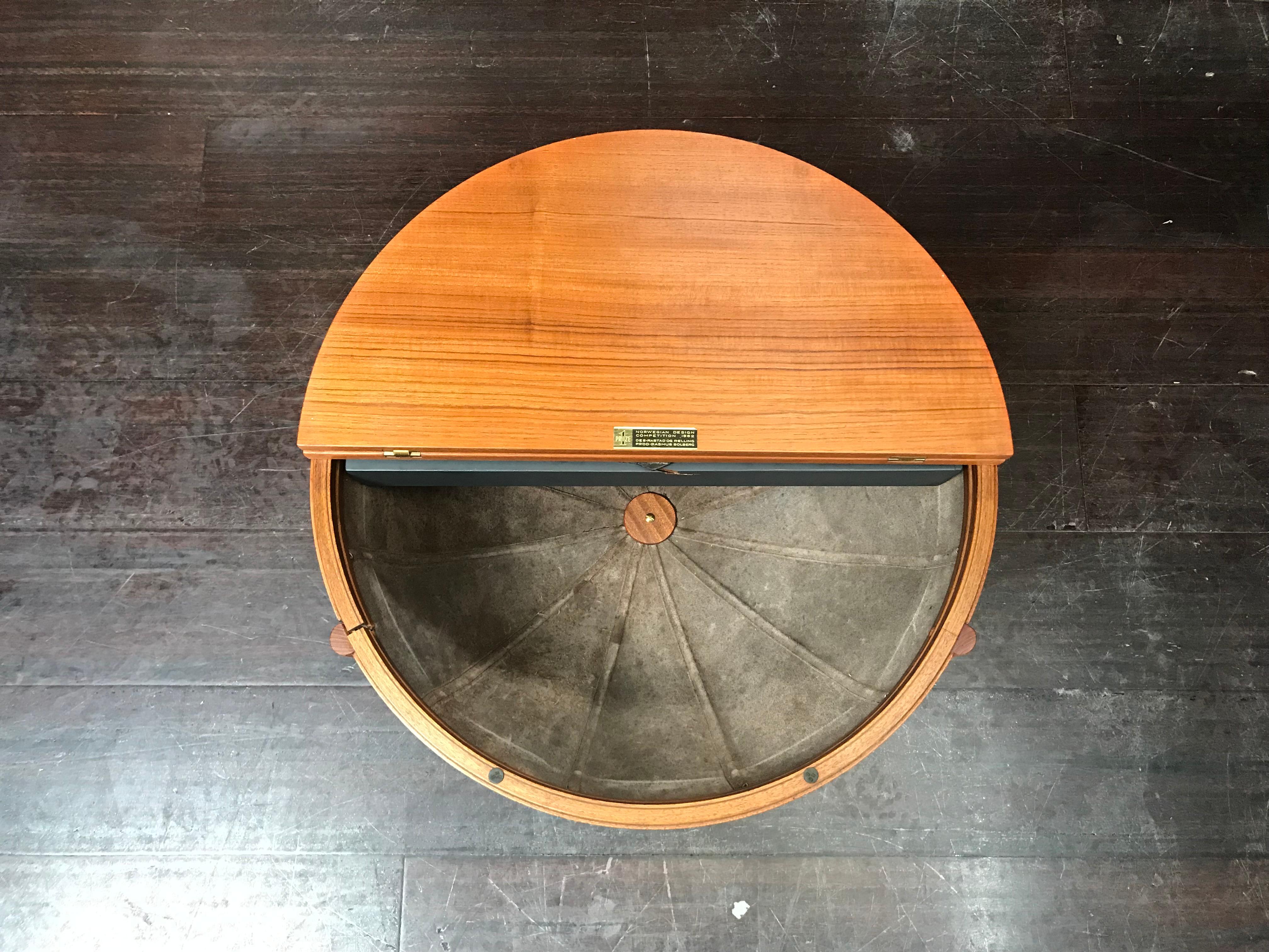 20th Century Teak and Leather Sewing Table, Rolf Rastad and Adolf Relling for Rasmus Solberg For Sale
