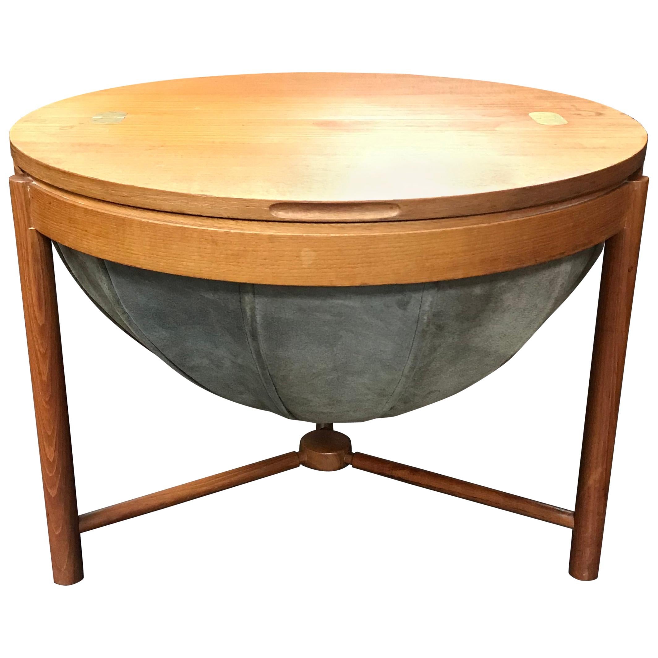 Teak and Leather Sewing Table, Rolf Rastad and Adolf Relling for Rasmus Solberg For Sale