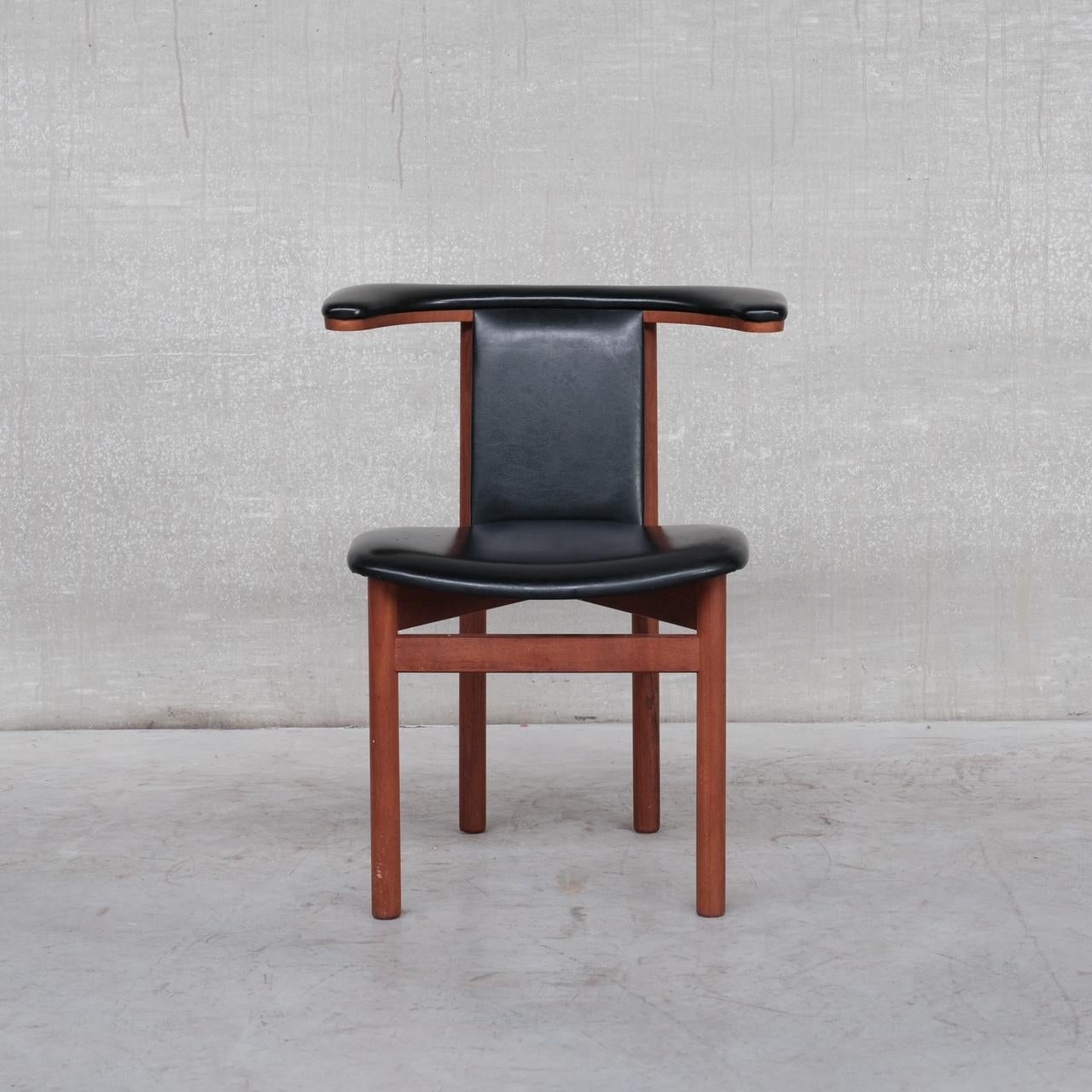 Teak and Leatherette Scandinavian Mid-Century Desk Chair For Sale 2