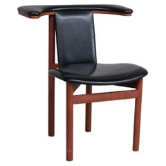Vintage Teak and Leatherette Scandinavian Mid-Century Desk Chair