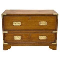Teak and Mahogany Campaign Chest Coffee Table / Writing Desk, 19th Century