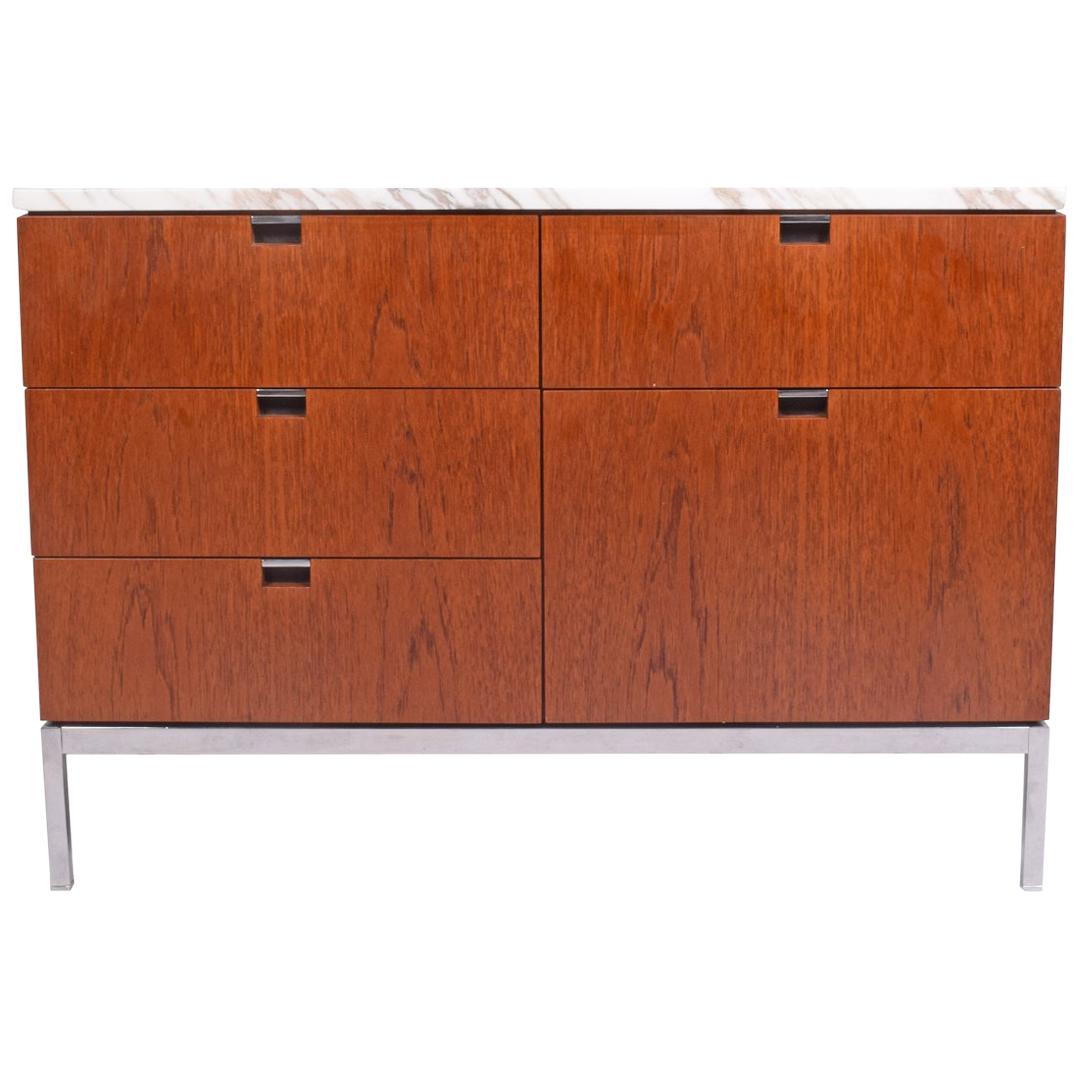 Teak and Marble Florence Knoll Executive Small Chest for Knoll