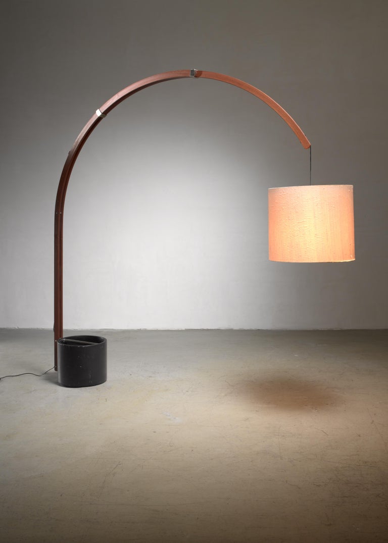 Teak and Metal Extendable Arched Floor Lamp For Sale at 1stDibs