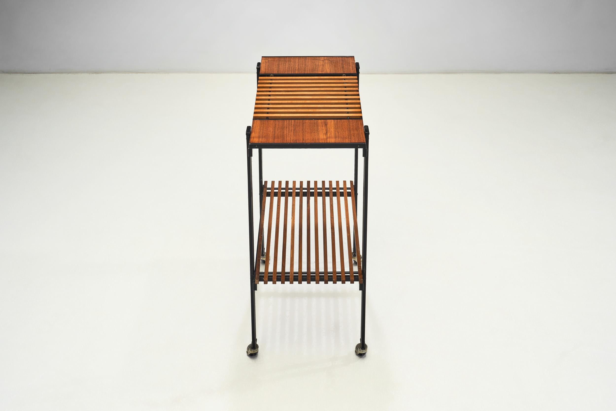 Teak and Metal Serving Cart by B.R.S.-Pava, Italy ca 1950s For Sale 5