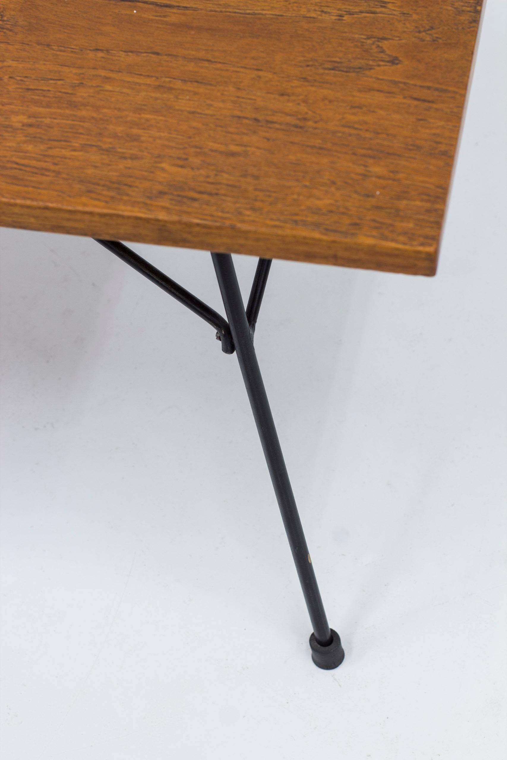 Teak and Metal Sofa Table Designed by Hans-Agne Jakobsson, Sweden, 1950s For Sale 1