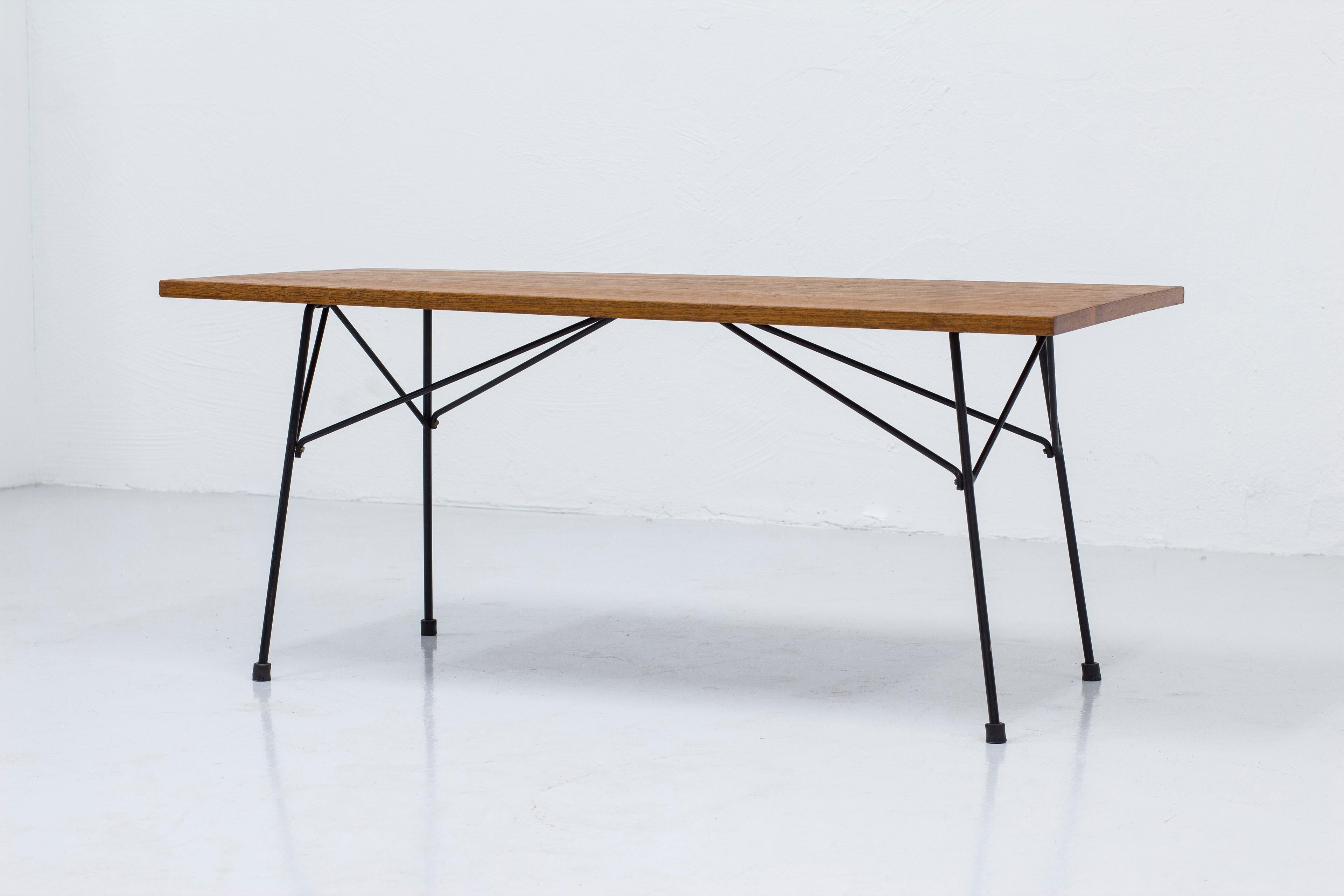 Teak and Metal Sofa Table Designed by Hans-Agne Jakobsson, Sweden, 1950s For Sale 2
