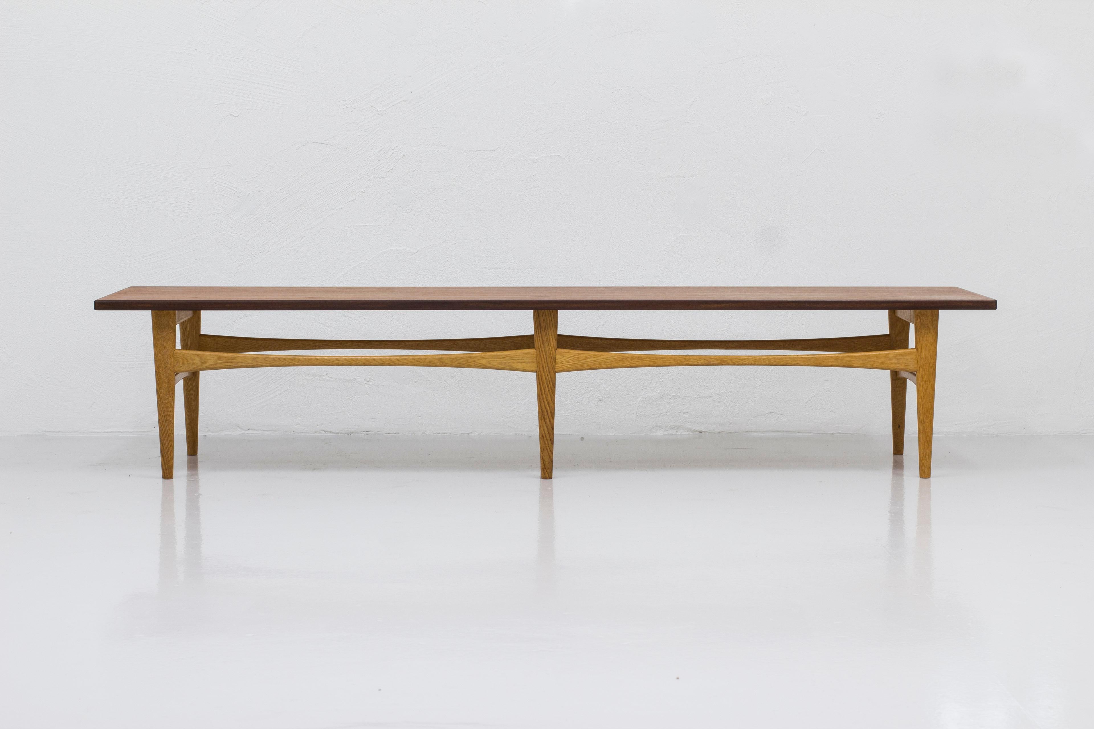 Scandinavian Modern Teak and Oak Bench or Table by Eric Johansson for Abra, Sweden, 1950s For Sale