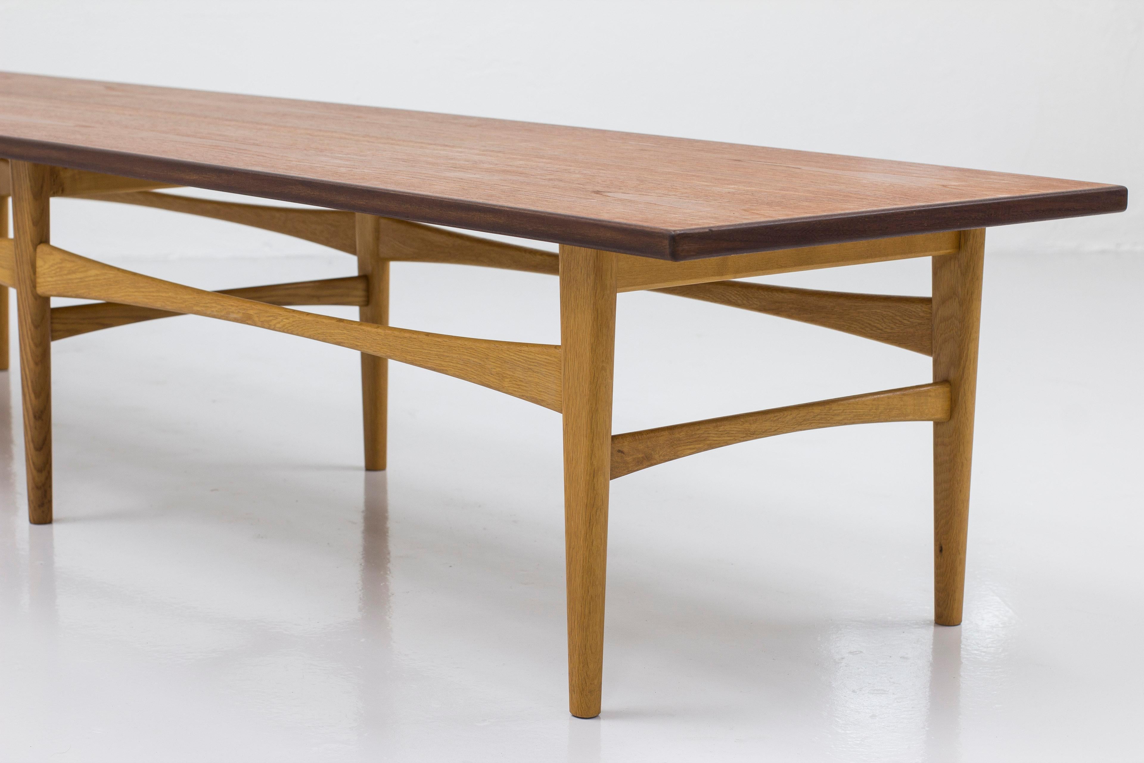Teak and Oak Bench or Table by Eric Johansson for Abra, Sweden, 1950s In Good Condition For Sale In Hägersten, SE