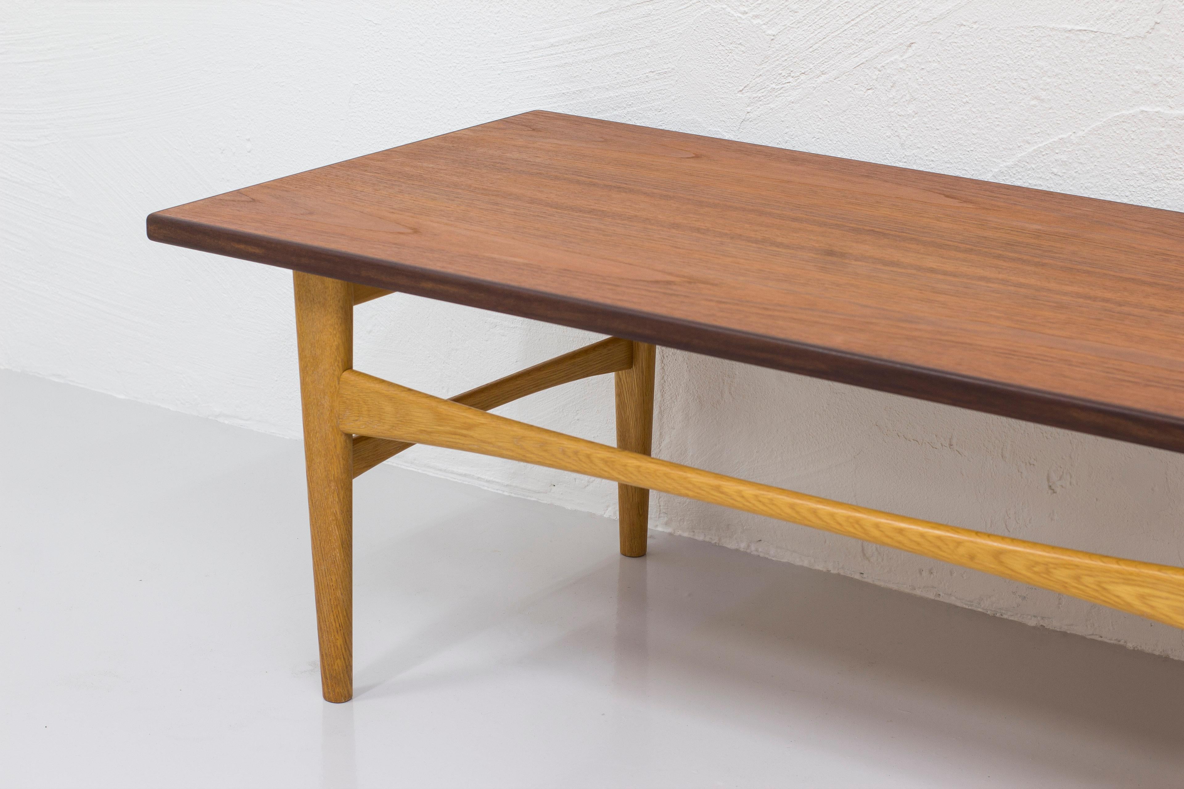 Teak and Oak Bench or Table by Eric Johansson for Abra, Sweden, 1950s For Sale 1
