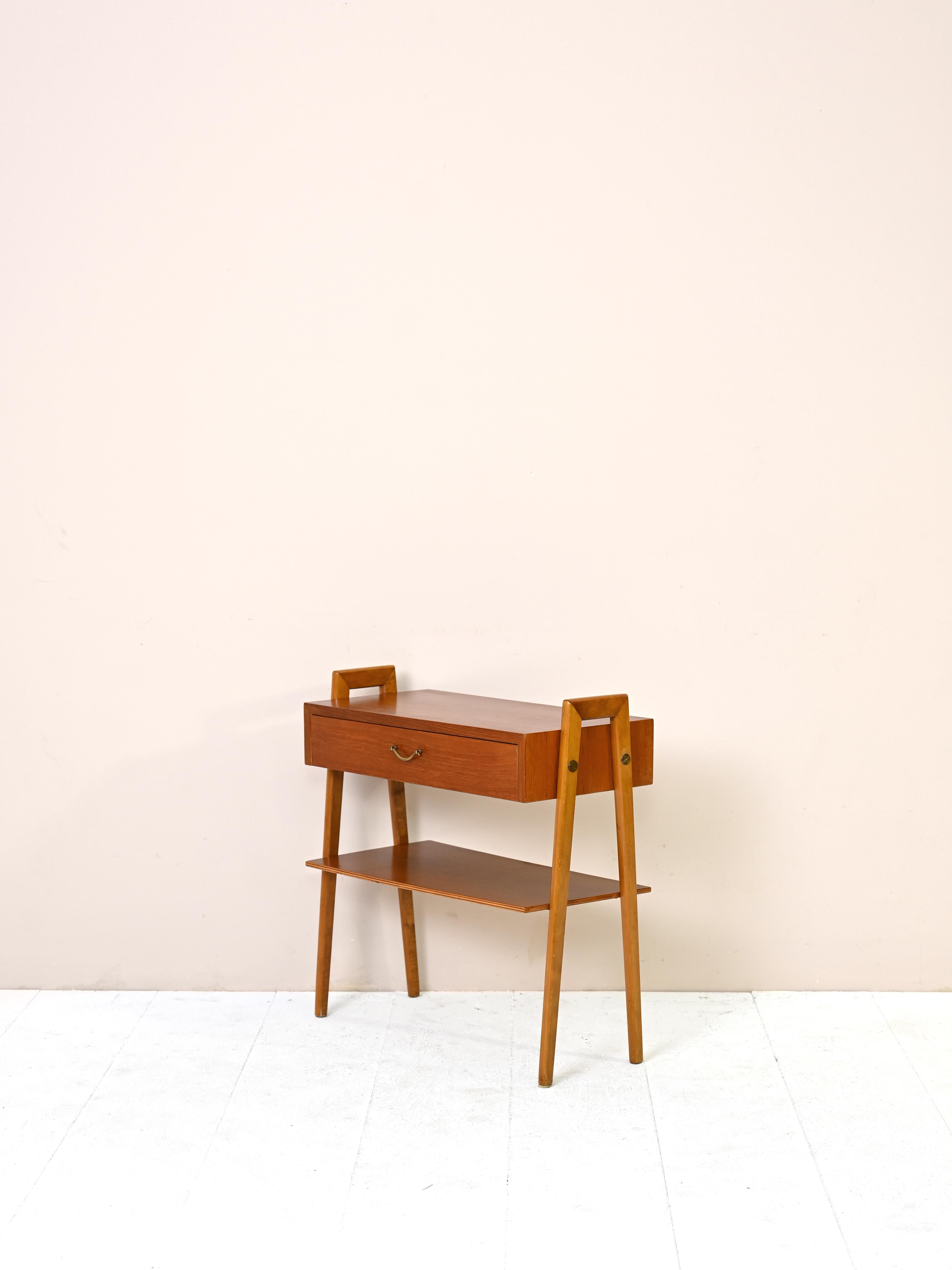 Scandinavian Modern Teak and Oak Nightstand