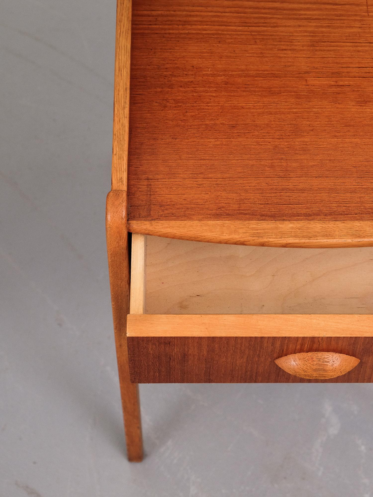 Swedish Teak and Oak Scandinavian Side Tables/Nightstands, 1960s