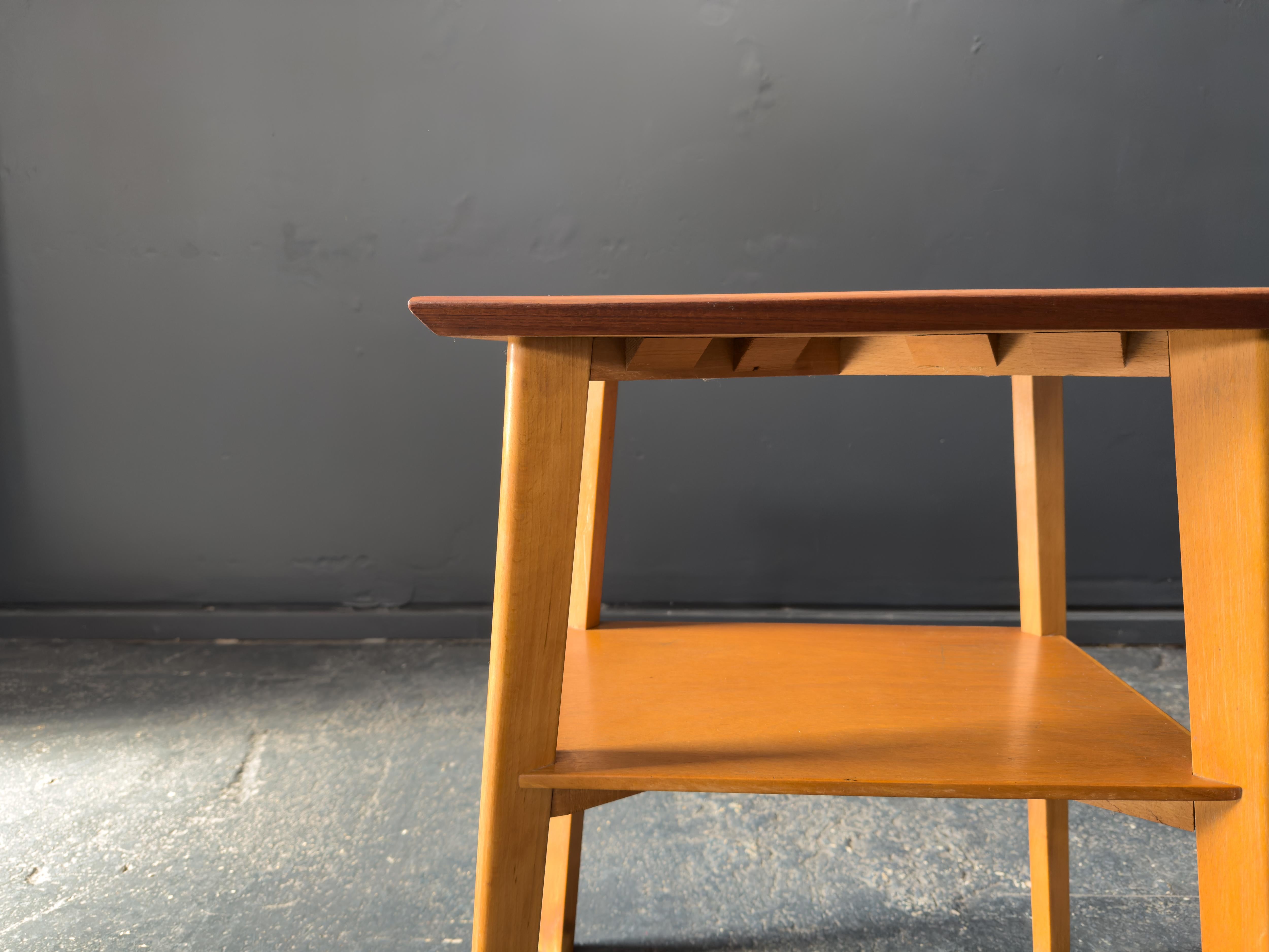 Teak and Oak Side Table For Sale 4