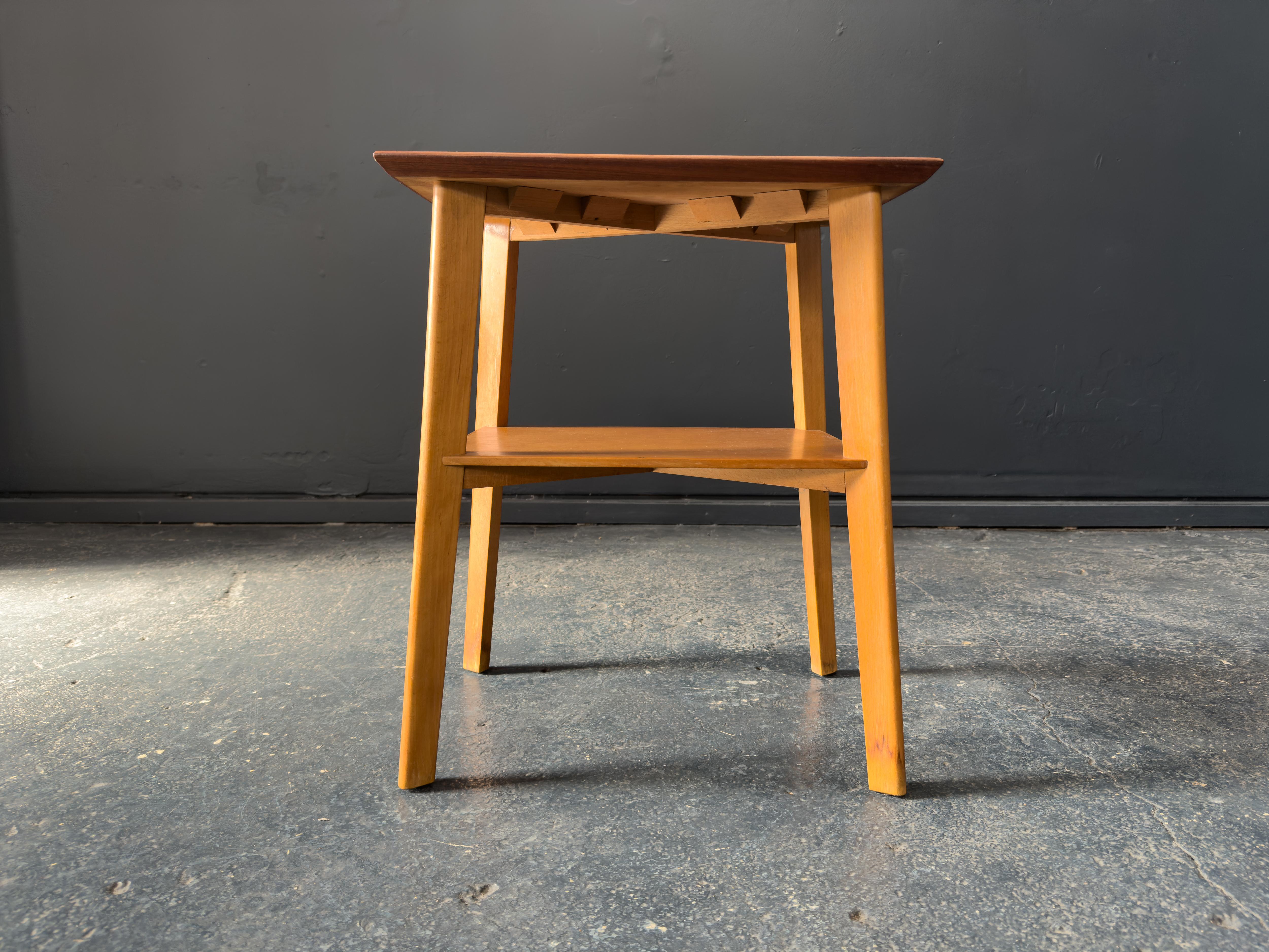 Teak and Oak Side Table For Sale 1
