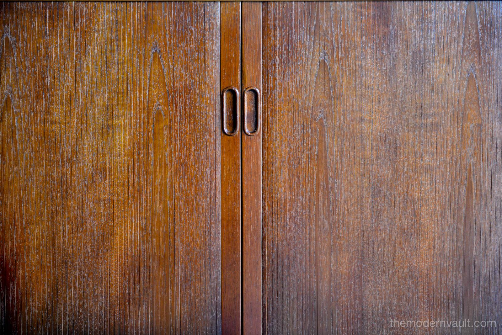 Teak and Oak Tambour Door Cabinet by Hans C. Andersen, circa 1965 In Excellent Condition In Costa Mesa, CA
