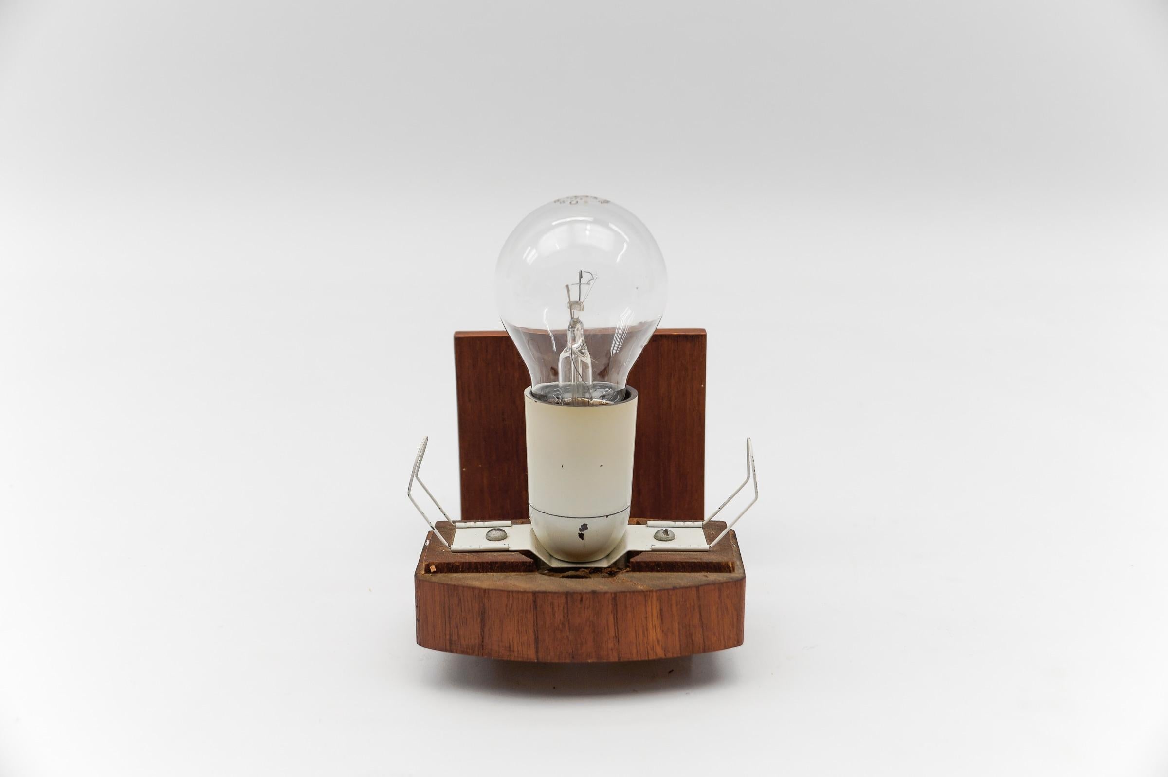 Teak and Opaline Glass Wall Lamp by Kaiser Leuchten, 1960s For Sale 6