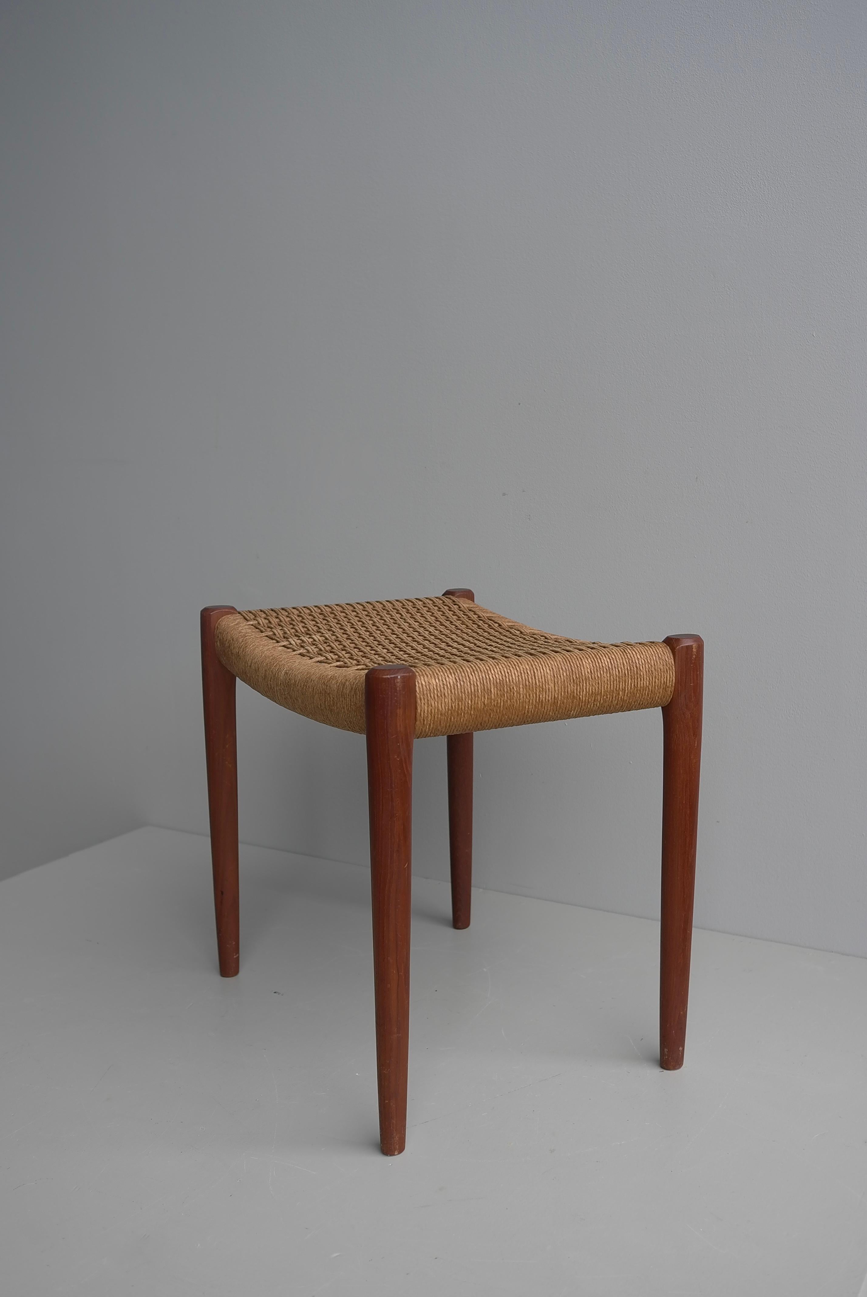 Teak and Papercord Stool by Niels Otto Møller, model 80A  Denmark 1960 For Sale 5