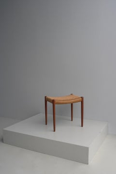 Teak and Papercord Stool by Niels Otto Møller, model 80A  Denmark 1960