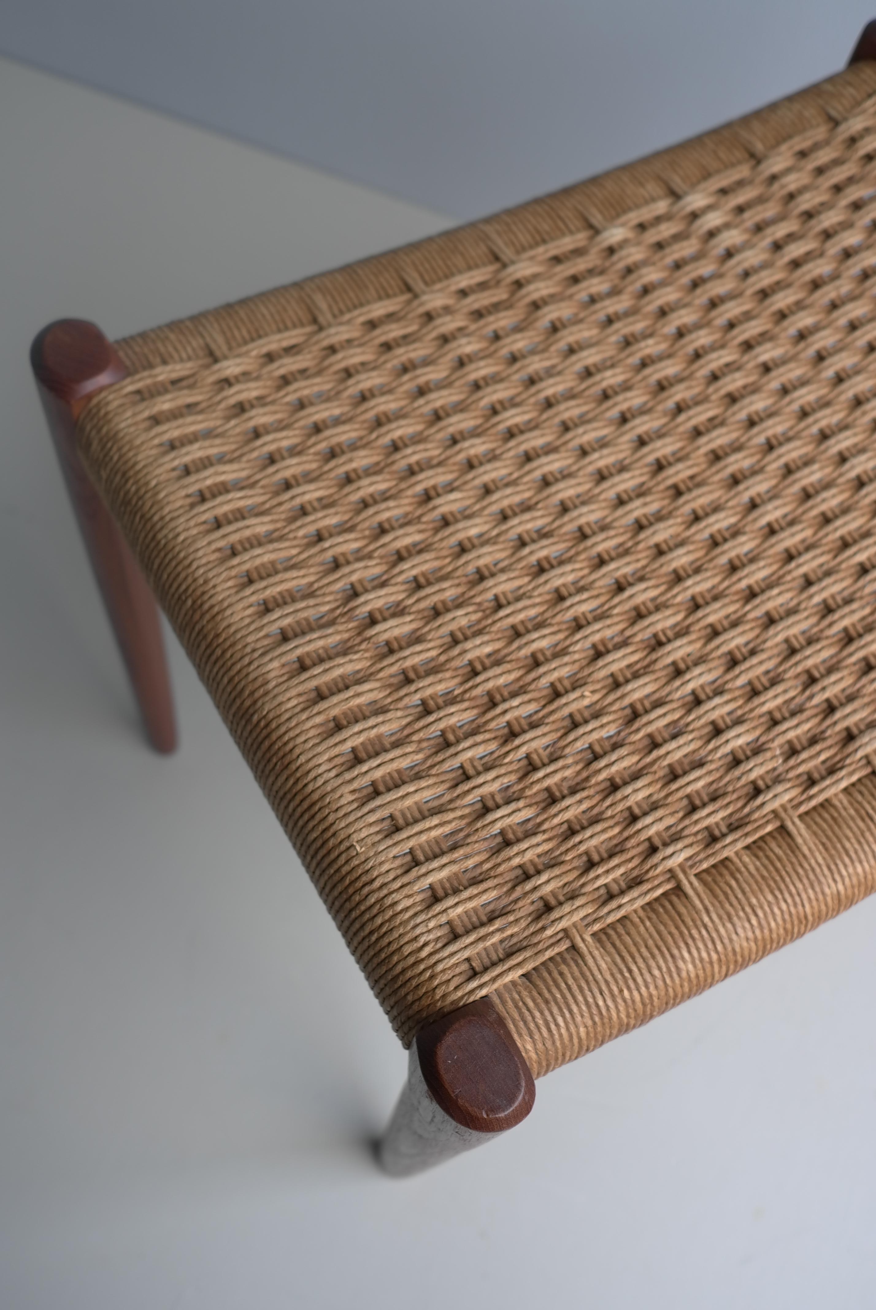 Mid-20th Century Teak and Papercord Stool by Niels Otto Møller, model 80A  Denmark 1960 For Sale