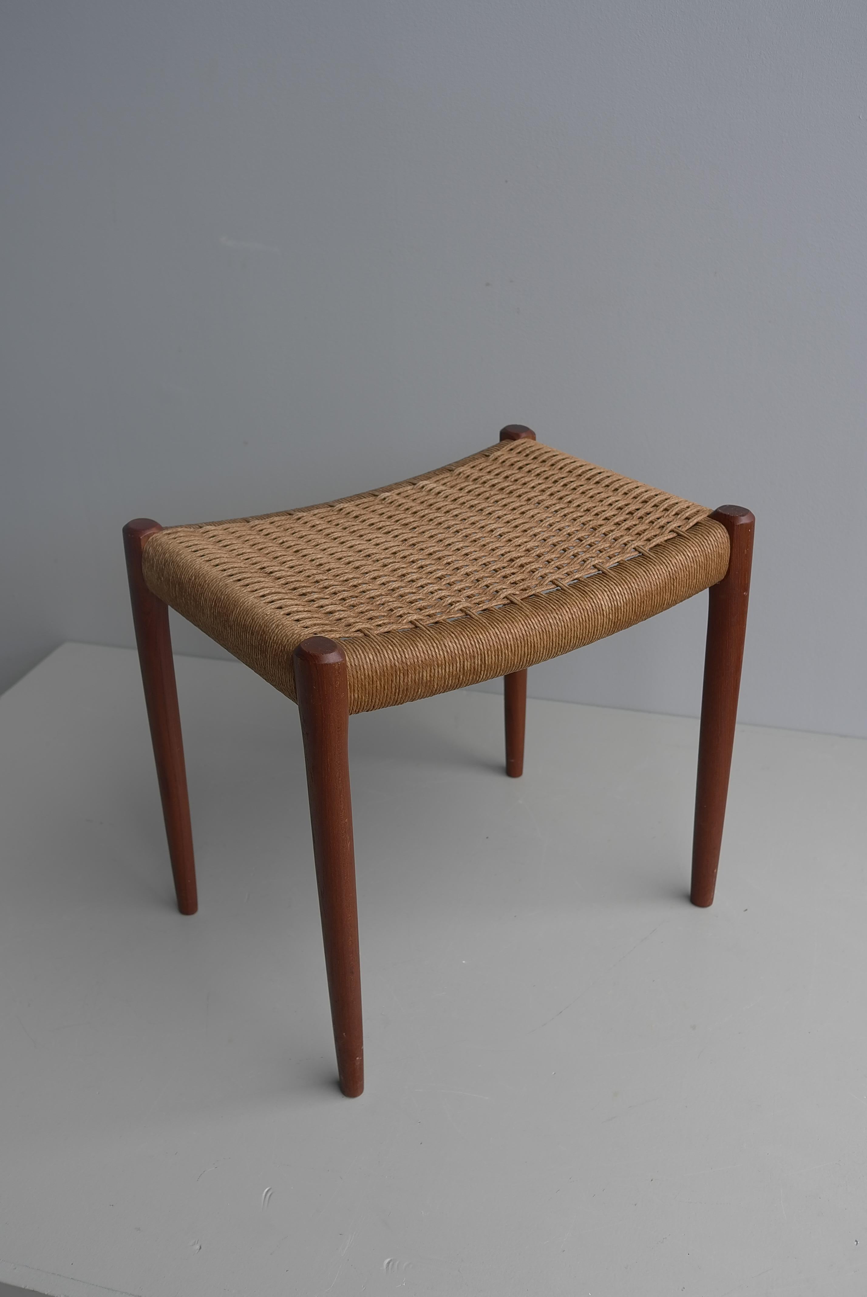 Teak and Papercord Stool by Niels Otto Møller, model 80A  Denmark 1960 For Sale 2