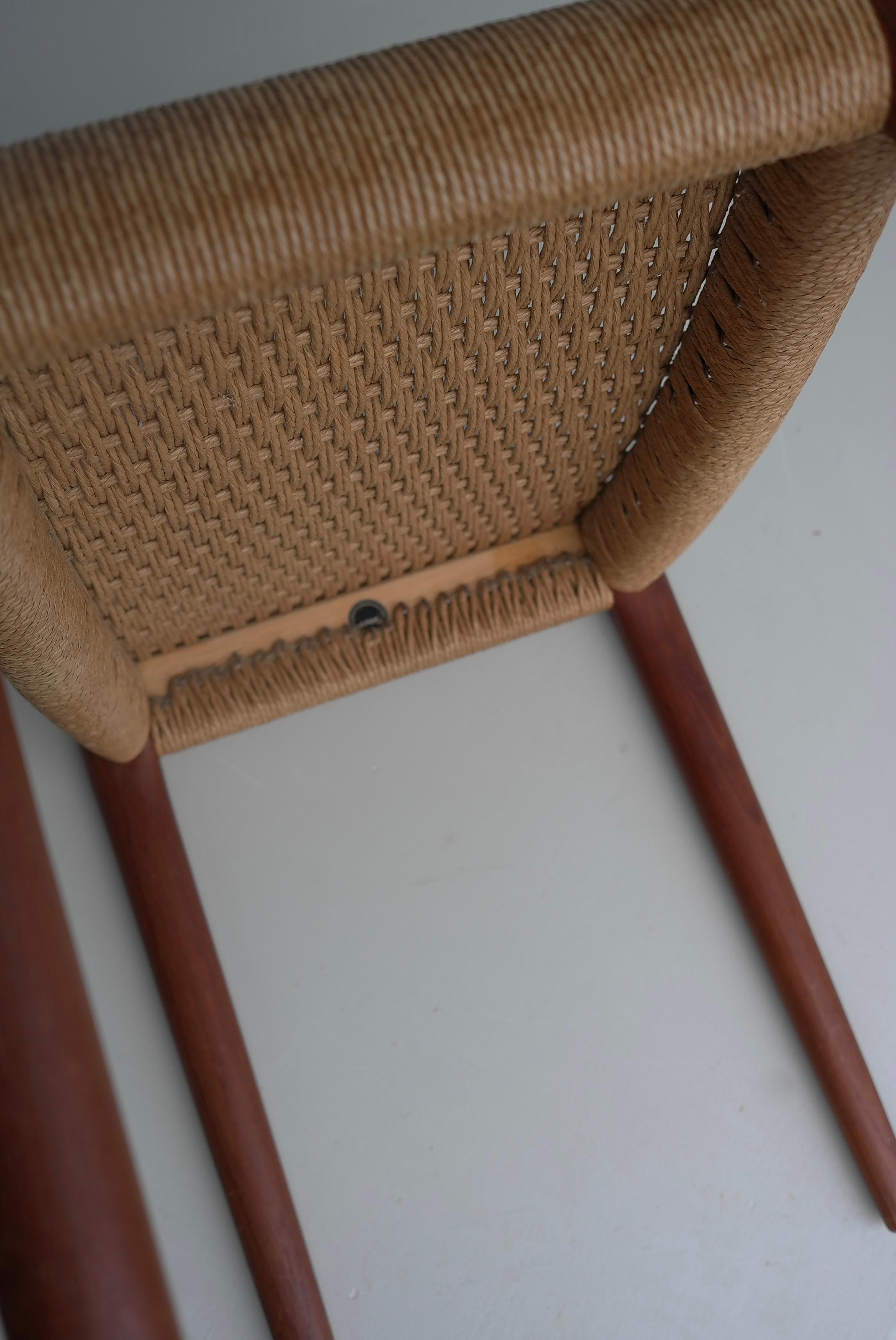 Teak and Papercord Stool by Niels Otto Møller, model 80A  Denmark 1960 For Sale 4