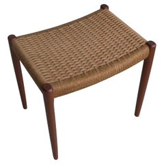 Teak and Papercord Stool by Niels Otto Møller, model 80A  Denmark 1960