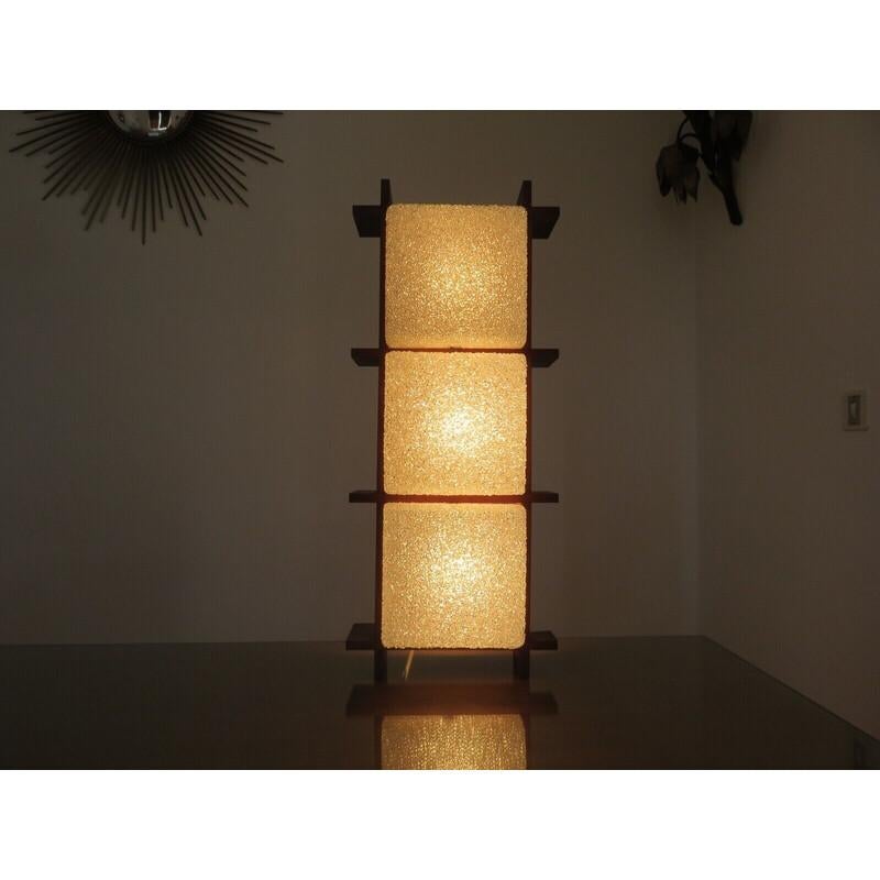 teak and perpex wall light, illuminating with 4 lights, French work circa 1950 For Sale 5