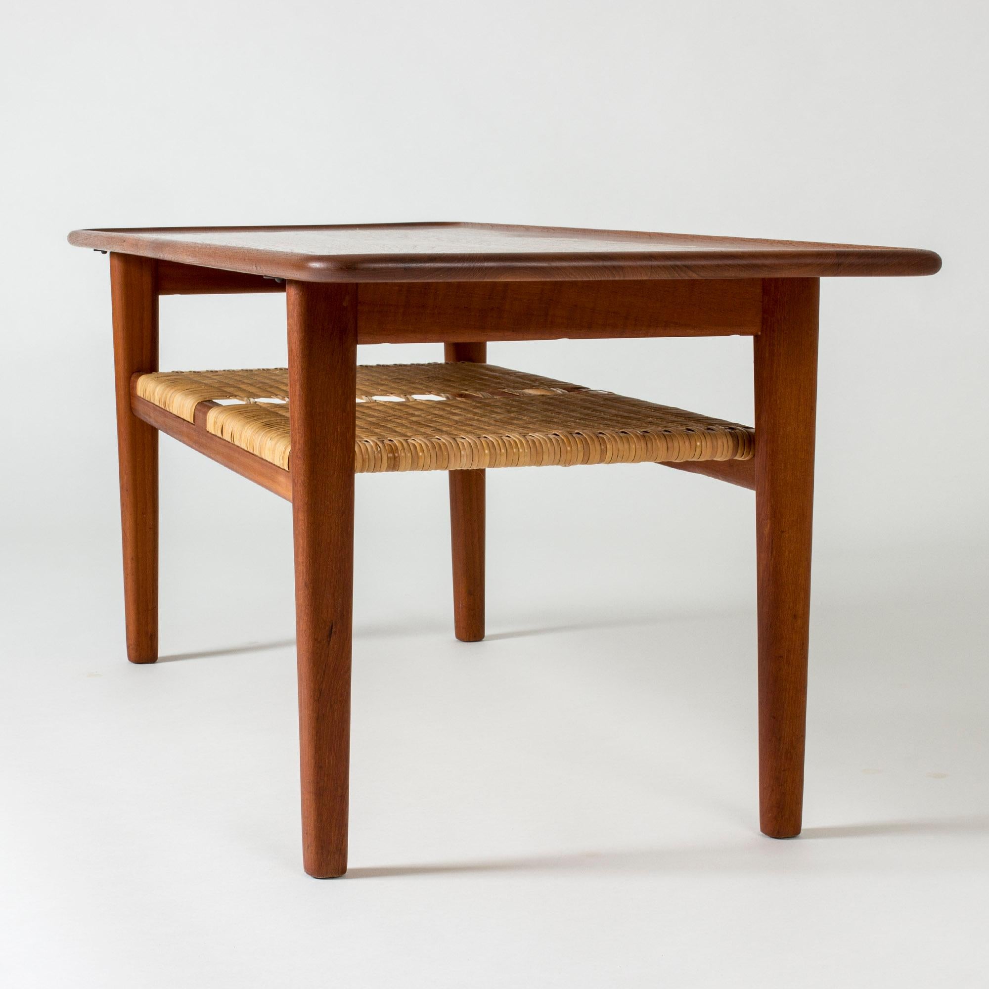 Danish Teak and Rattan Coffee Table by Hans J. Wegner for Andreas Tuck, Denmark