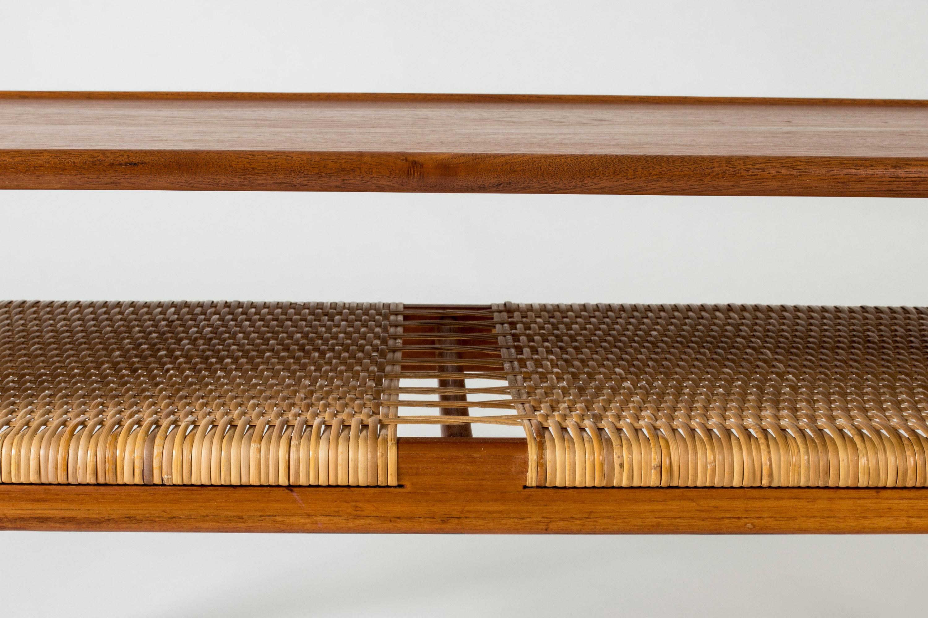 Mid-20th Century Teak and Rattan Coffee Table by Hans J. Wegner for Andreas Tuck, Denmark