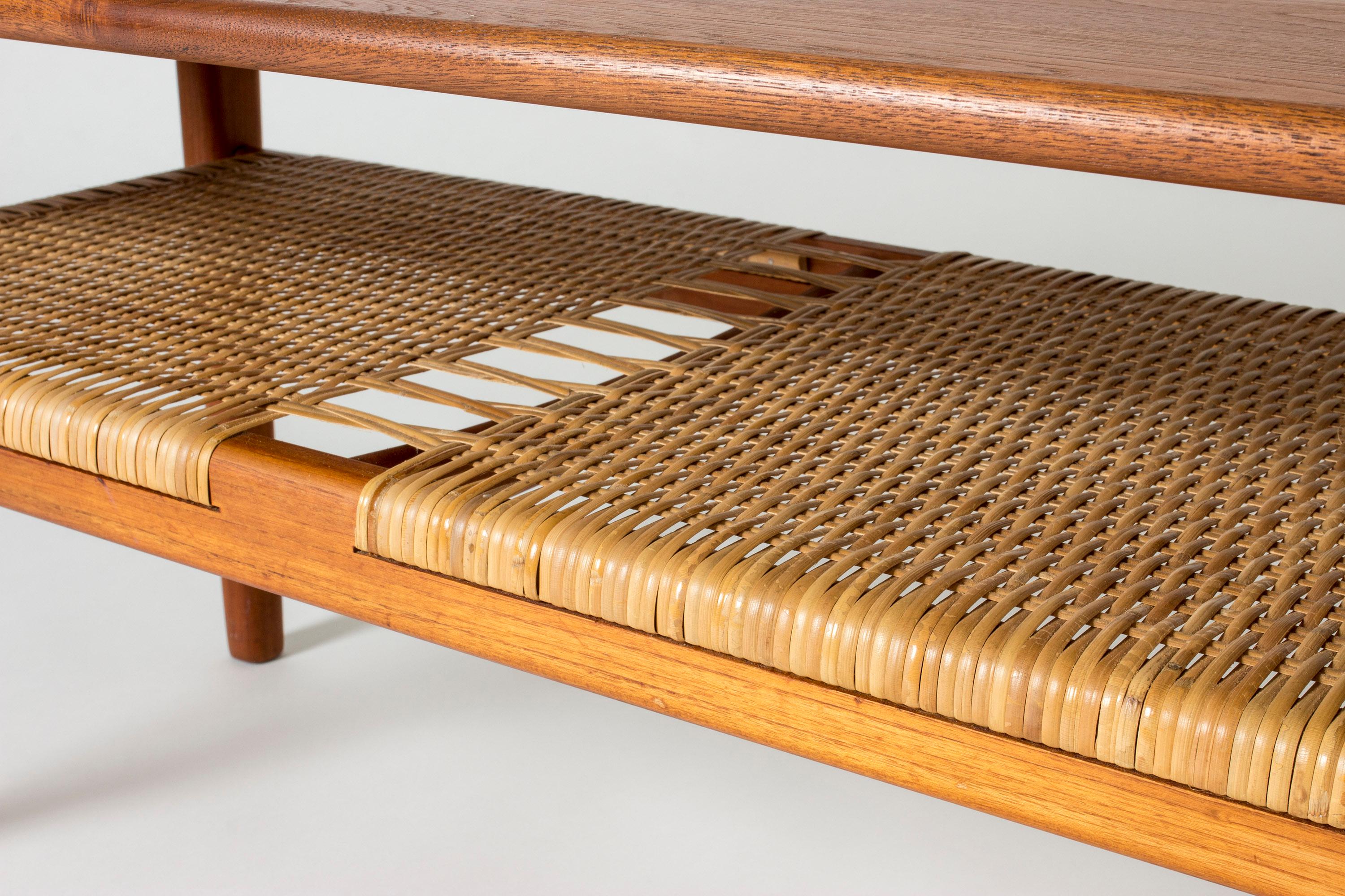 Teak and Rattan Coffee Table by Hans J. Wegner for Andreas Tuck, Denmark 1